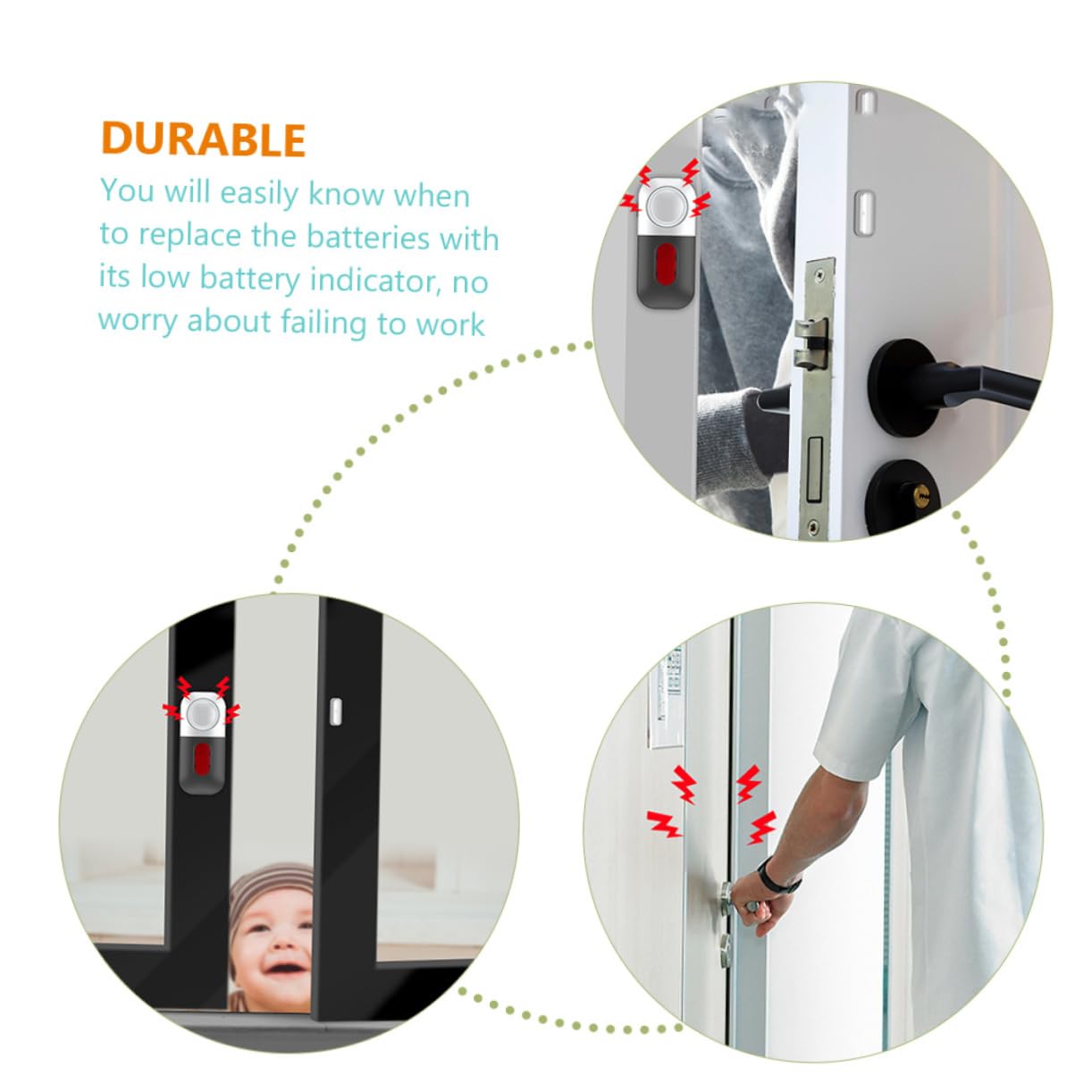 KONTONTY Wireless Door & Window Alarm - Home Security Alarm System for Safety, Grey | Ideal for Apartments, Offices & Child Safety