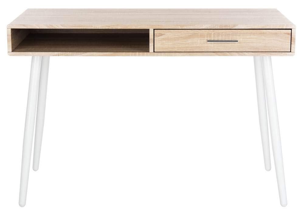 Safavieh Jorja Modern 1-Drawer Home Office Desk - Natural & White Finish, Compact Writing Desk for Small Spaces, Home Office, Study Room & Dormitory