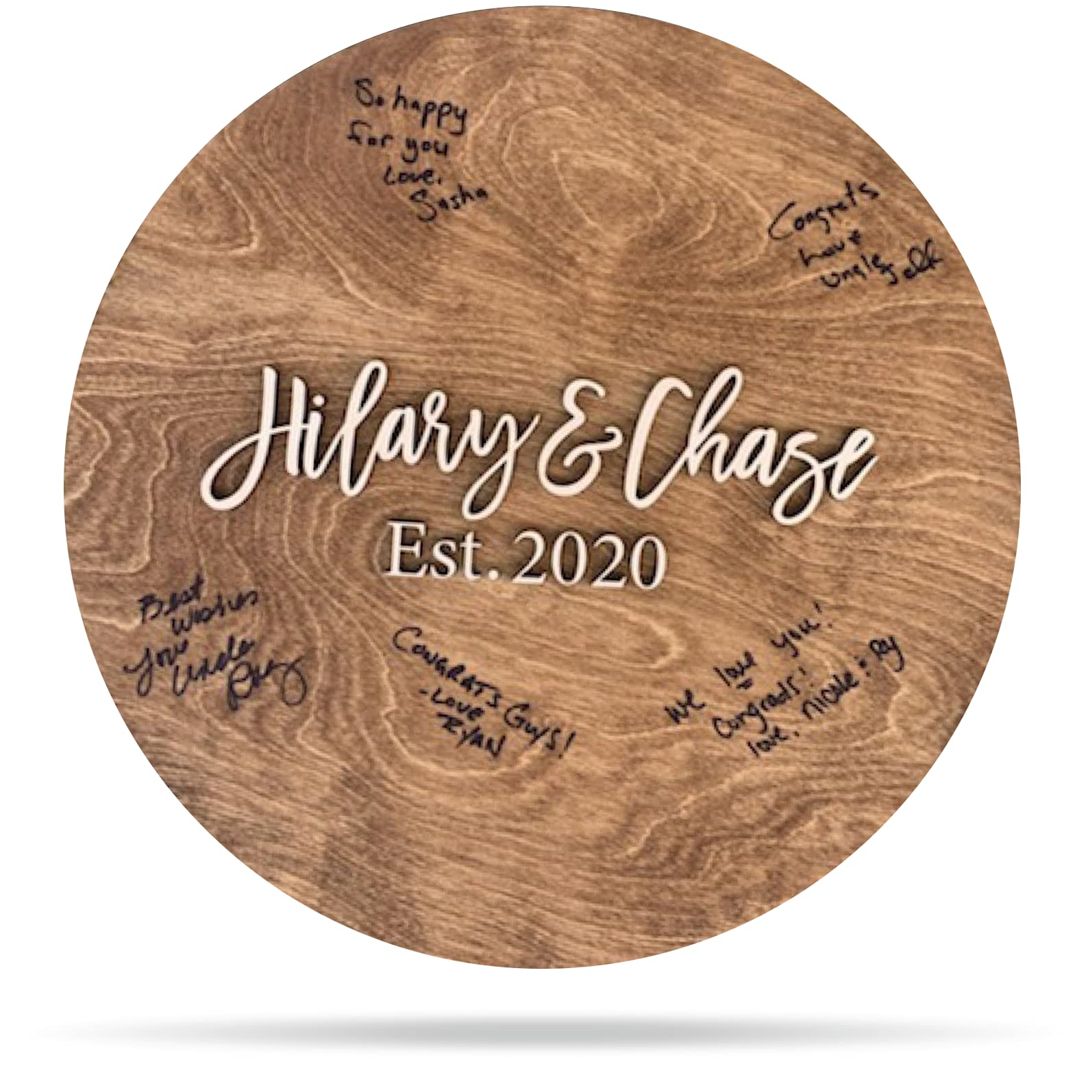 Jaxley Design Handmade Personalized 3D Wood Custom Wedding Guest Book Alternative - Unique Keepsake for Wedding, Anniversary & Special Events