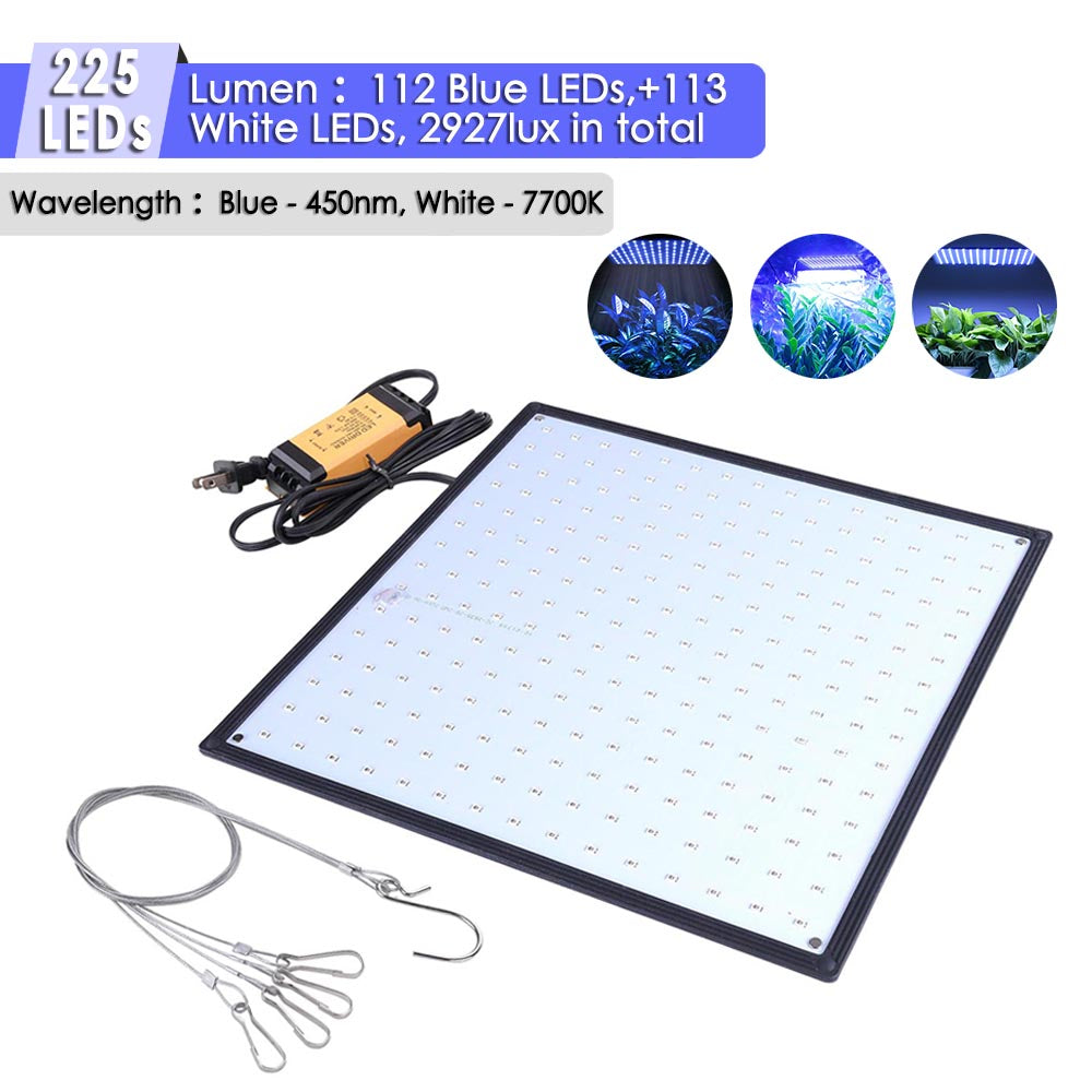 TheLAShop 225 Ultra-Thin Blue White LED Plant Grow Light Panel for Indoor Gardening, Hydroponics, and Seed Starting - Energy Efficient Full Spectrum Grow Light for Herbs, Vegetables, and Flowers