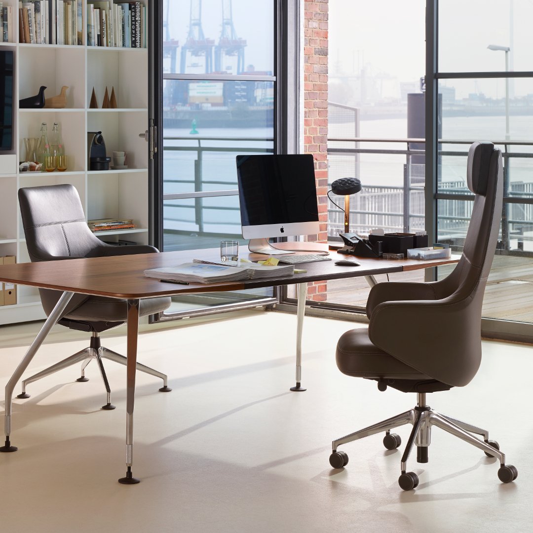 Premium High Back Executive Office Chair - Ergonomic Leather Desk Chair with Adjustable Height & Lumbar Support for Home & Business Workspaces