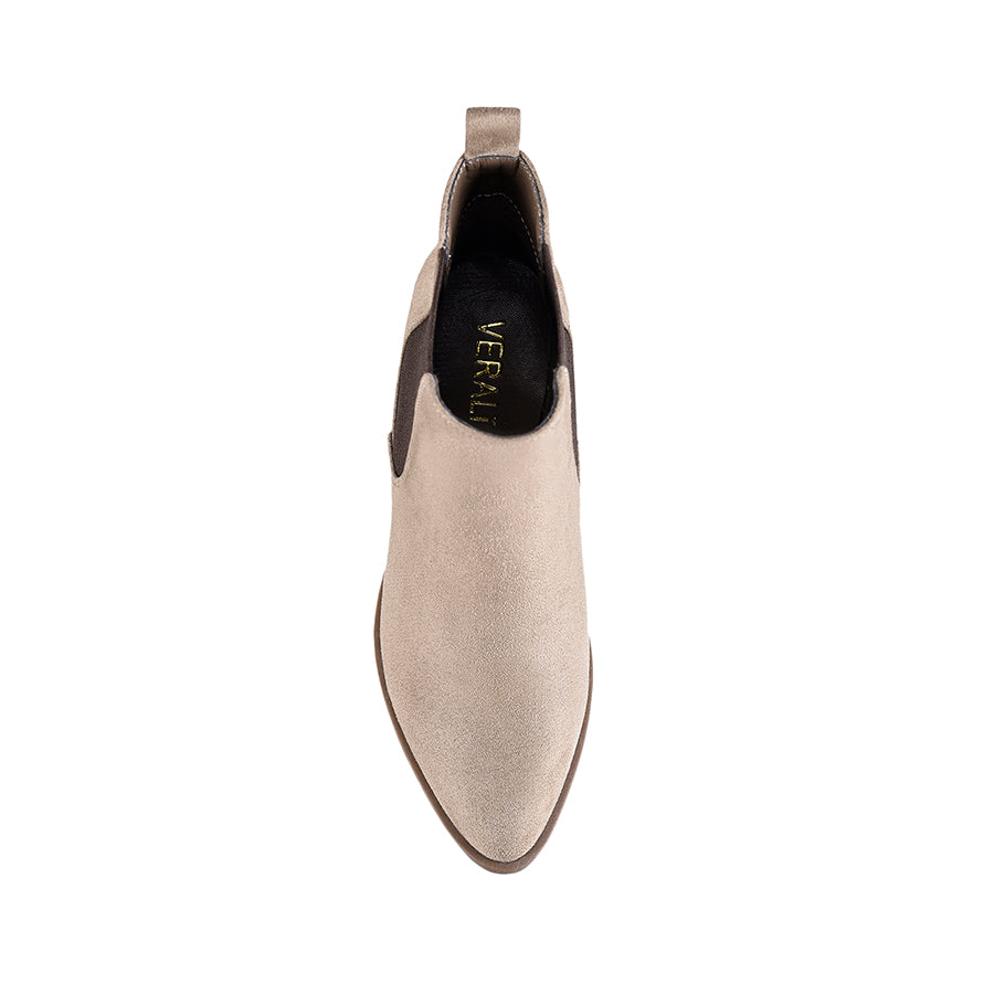 Samantha Women's Chelsea Boots in Taupe Micro Suede - Comfortable Ankle Boots for Casual Wear, Office & Fall Fashion