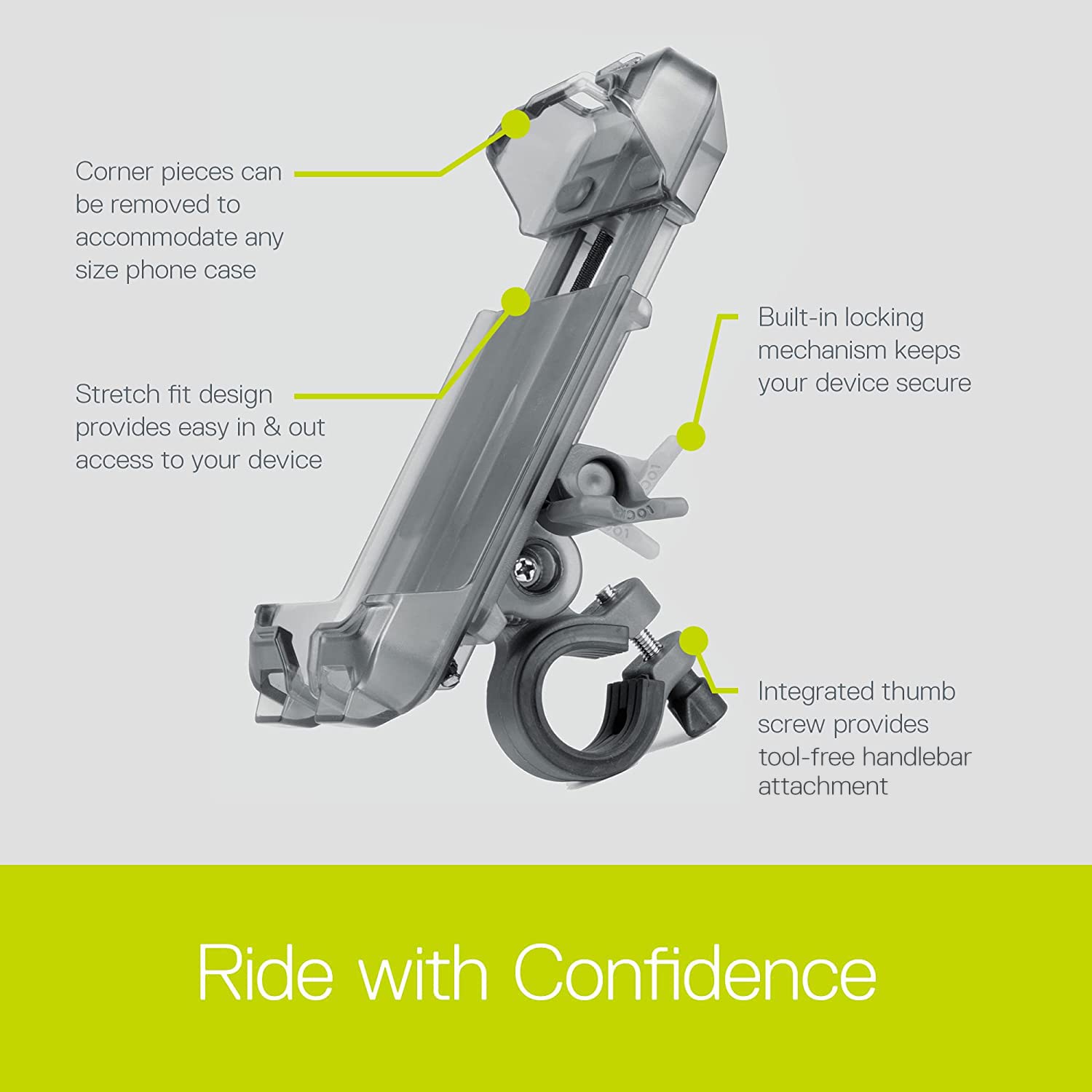 Delta Cycle Lockable Bike Phone Mount - Adjustable Handlebar Holder for All Smartphones (Up to 3.5