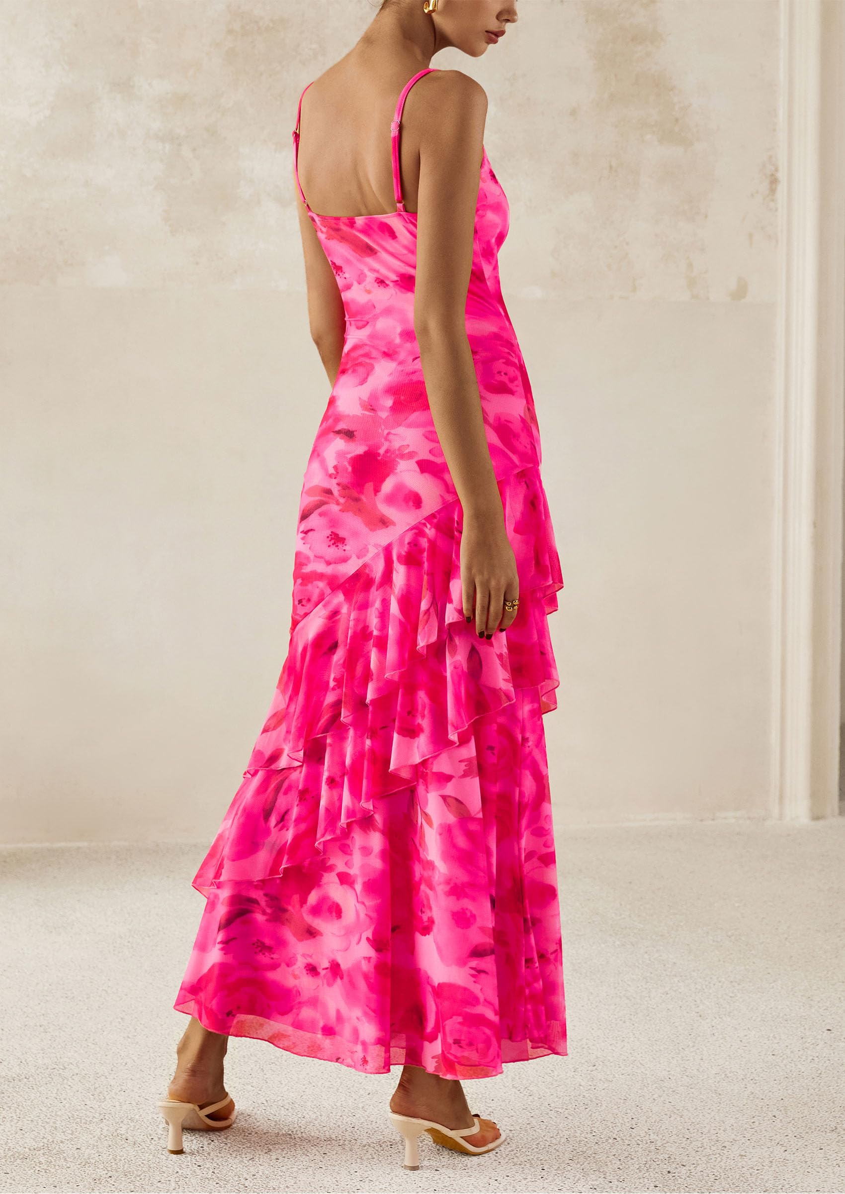 PRETTYGARDEN Women's Summer Maxi Dress 2025 - Floral Tiered Beach Sundress with Spaghetti Straps, Wedding Guest Long Dress for Vacations, Parties & Outdoor Events
