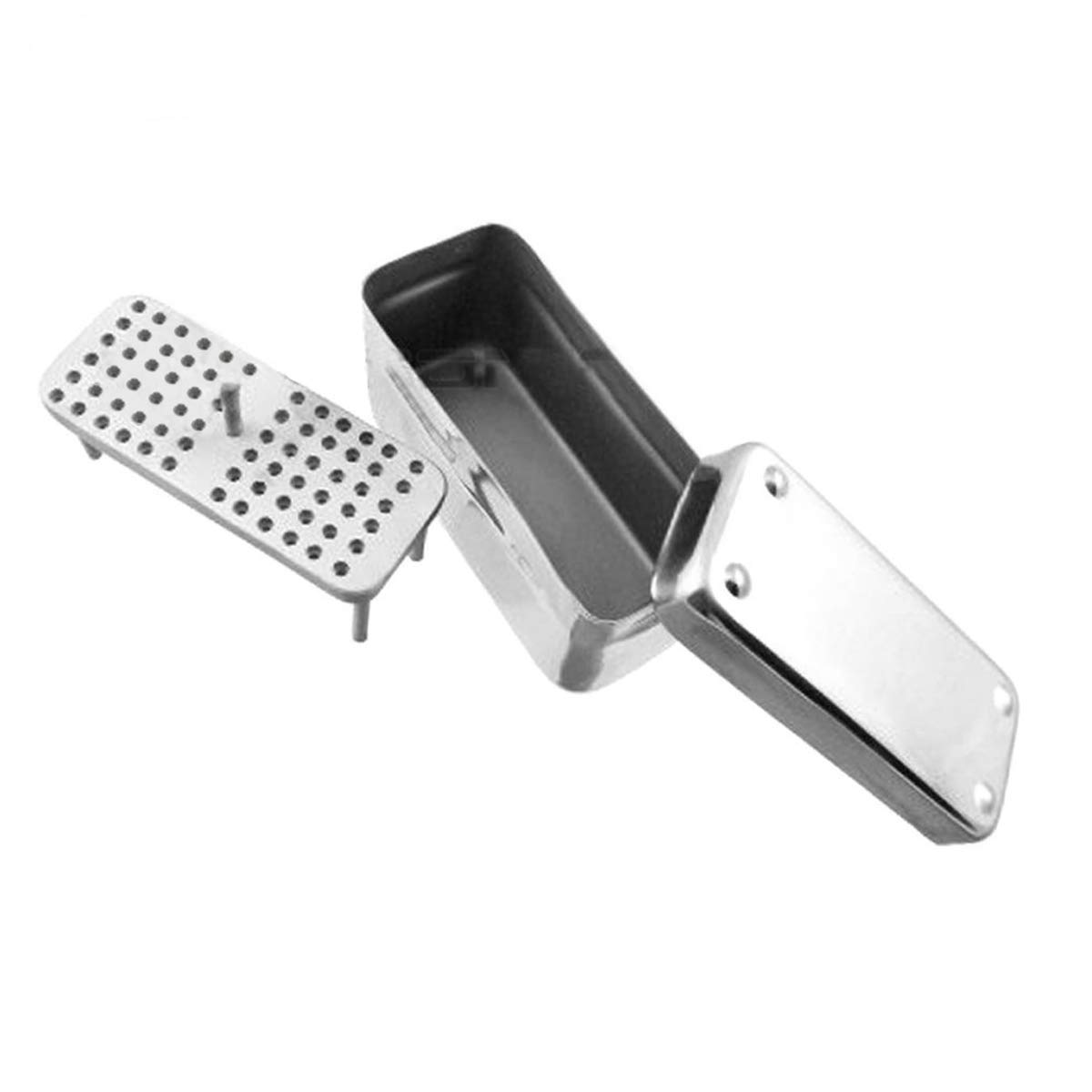 72 Hole Aluminum Alloy Dental Burs Organizer Box - Autoclavable Sterilization Case for Dental Files & Endo Instruments (Silver) | Perfect for Dental Clinics, Labs & Portable Dental Kits