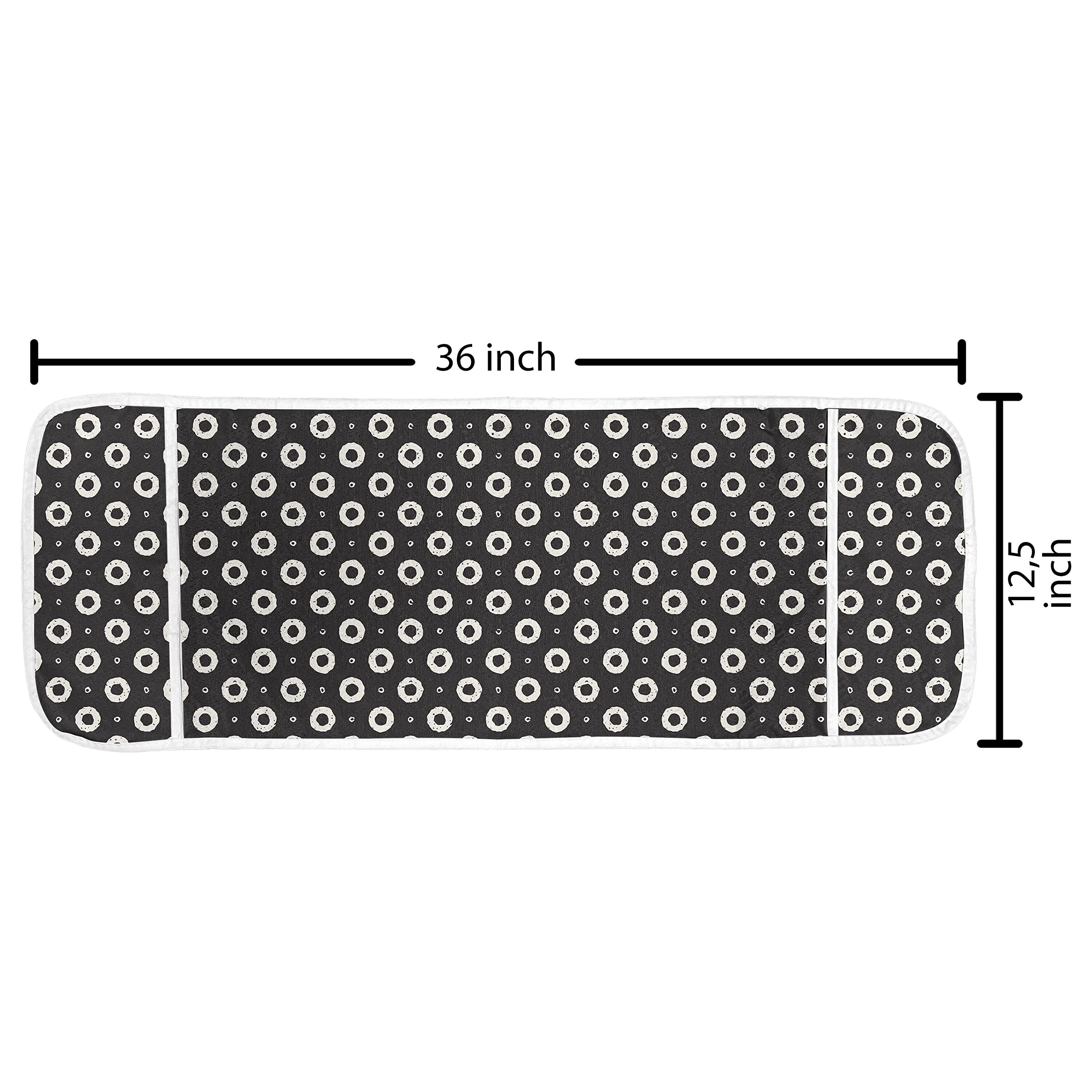 Ambesonne Black and White Microwave Cover - Hand-Painted Geometric Donut Pattern, Water-Resistant Kitchen Organizer with Pockets, 36