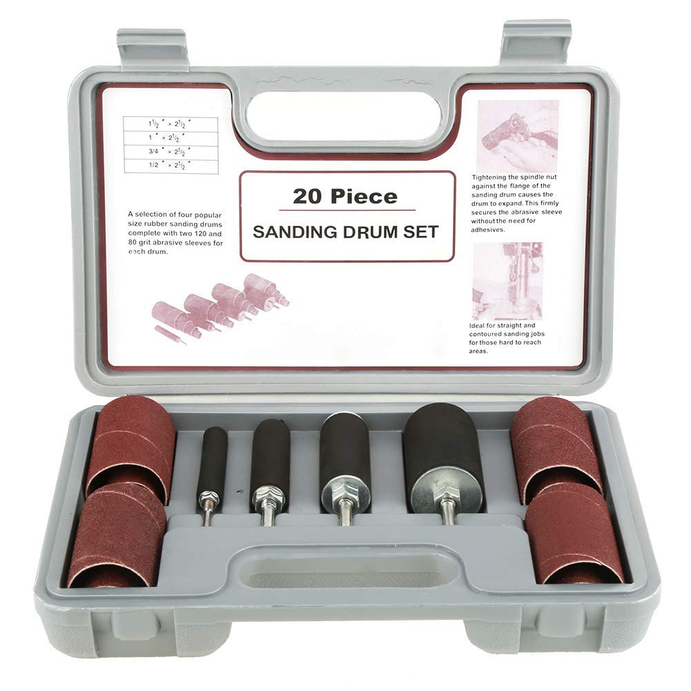 20PCS Rubber Sanding Drum Set for Woodworking, DIY Projects & Home Improvement - Professional Drum Sander Kit for Carpentry, Hobbies & Crafting - Perfect for Sanding Curves, Edges & Detailed Woodwork