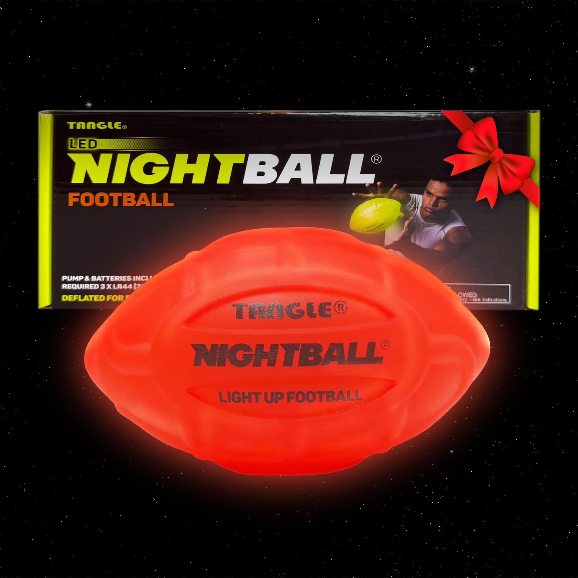 Glow in The Dark LED Football - Bright Inflatable Light Up Football for Kids & Adults - Perfect Nighttime Outdoor Play & Gifts for Teen Boys (Red) - Great for Backyard Games, Beach Parties & Camping Adventures