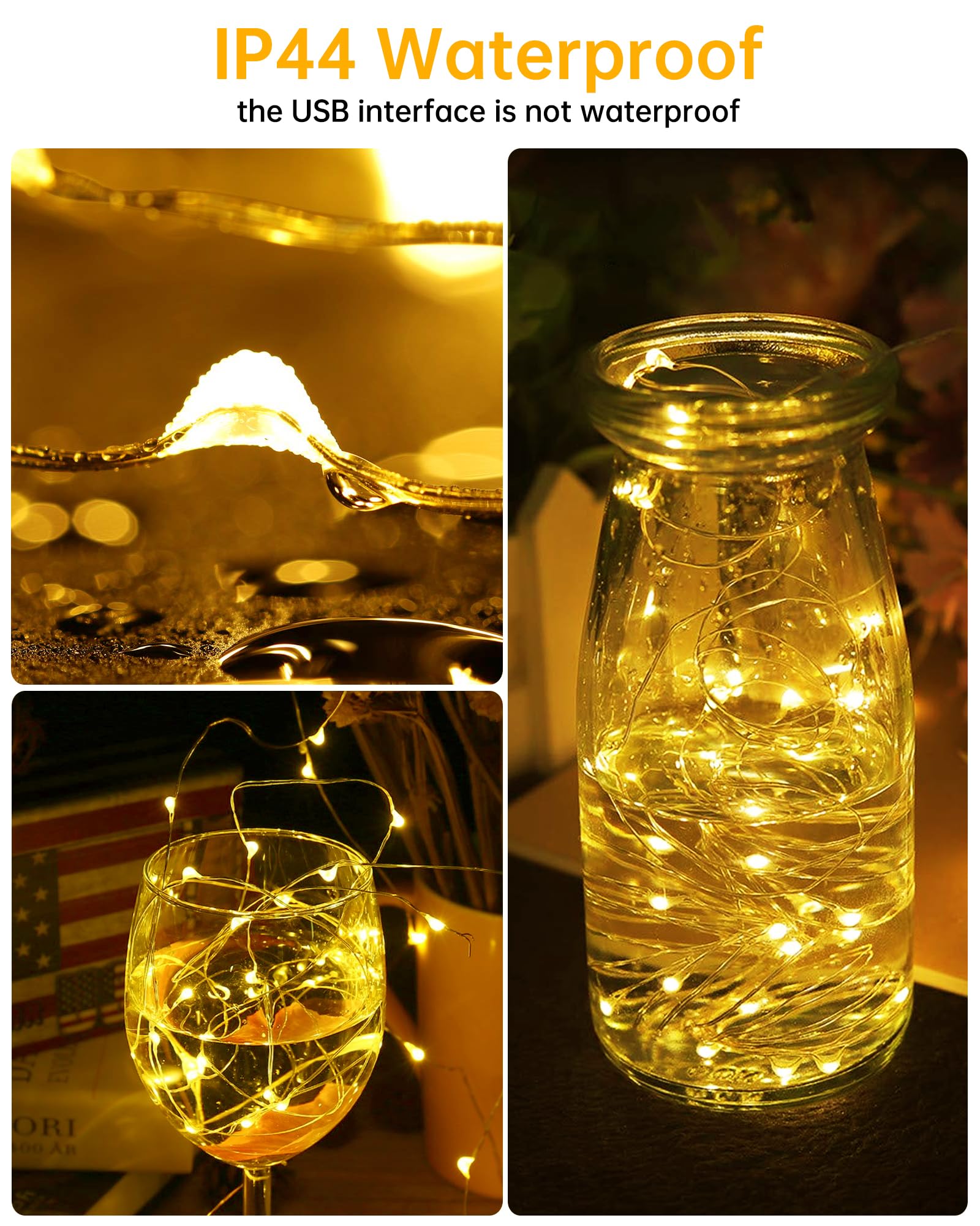 Blingstar 2 Pack 33Ft 100 LED USB Fairy Lights - Flexible Silver Wire Mini String Lights for Christmas Tree, Bedroom, Camping & Holiday Decor - Warm White | Perfect for Indoor Home, Party, Wedding & DIY Decoration