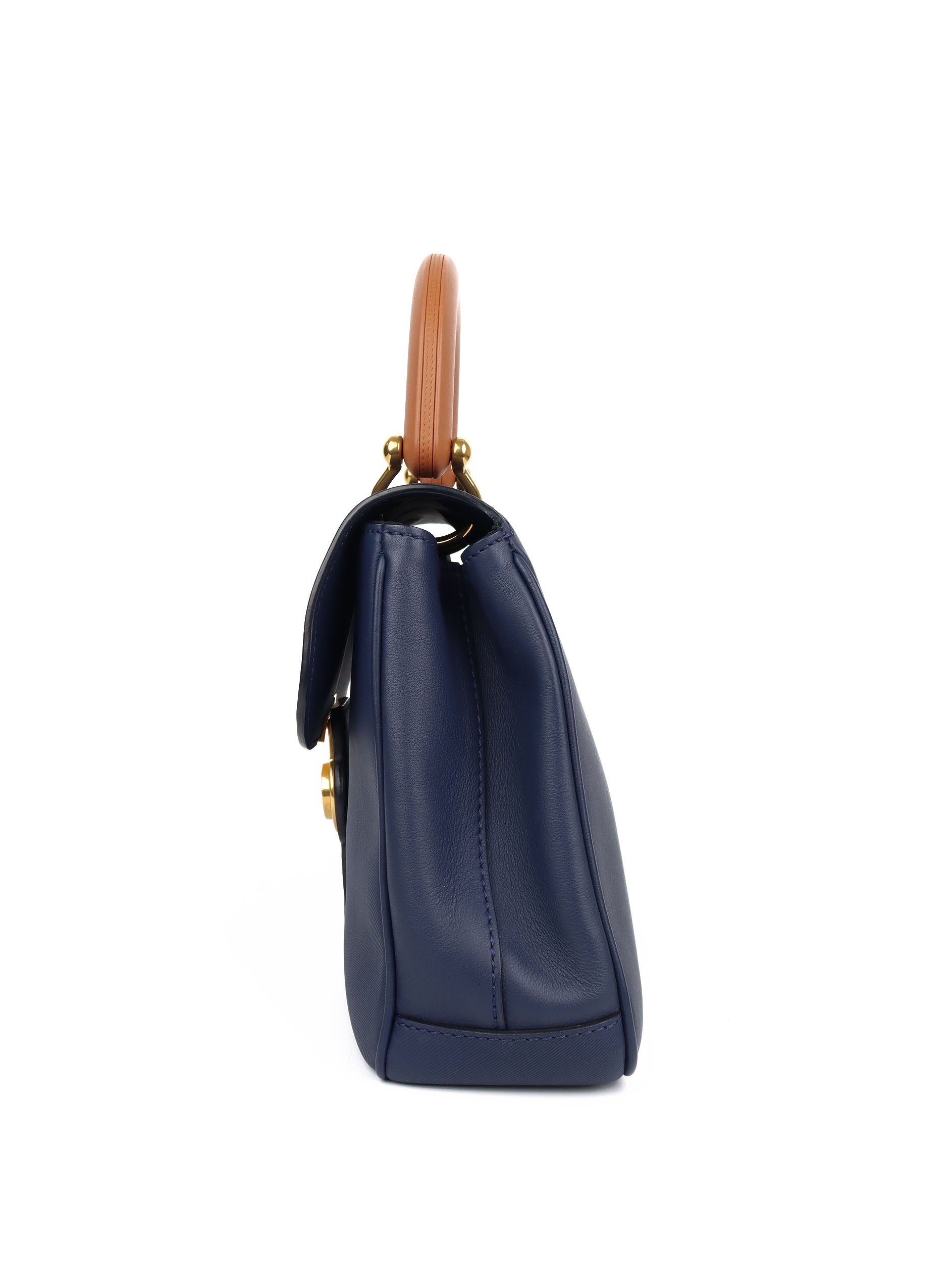 Burberry Blue Leather Top Handle Handbag for Women | Luxury Designer Shoulder Bag & Crossbody Purse | Perfect for Work, Travel, and Evening Events