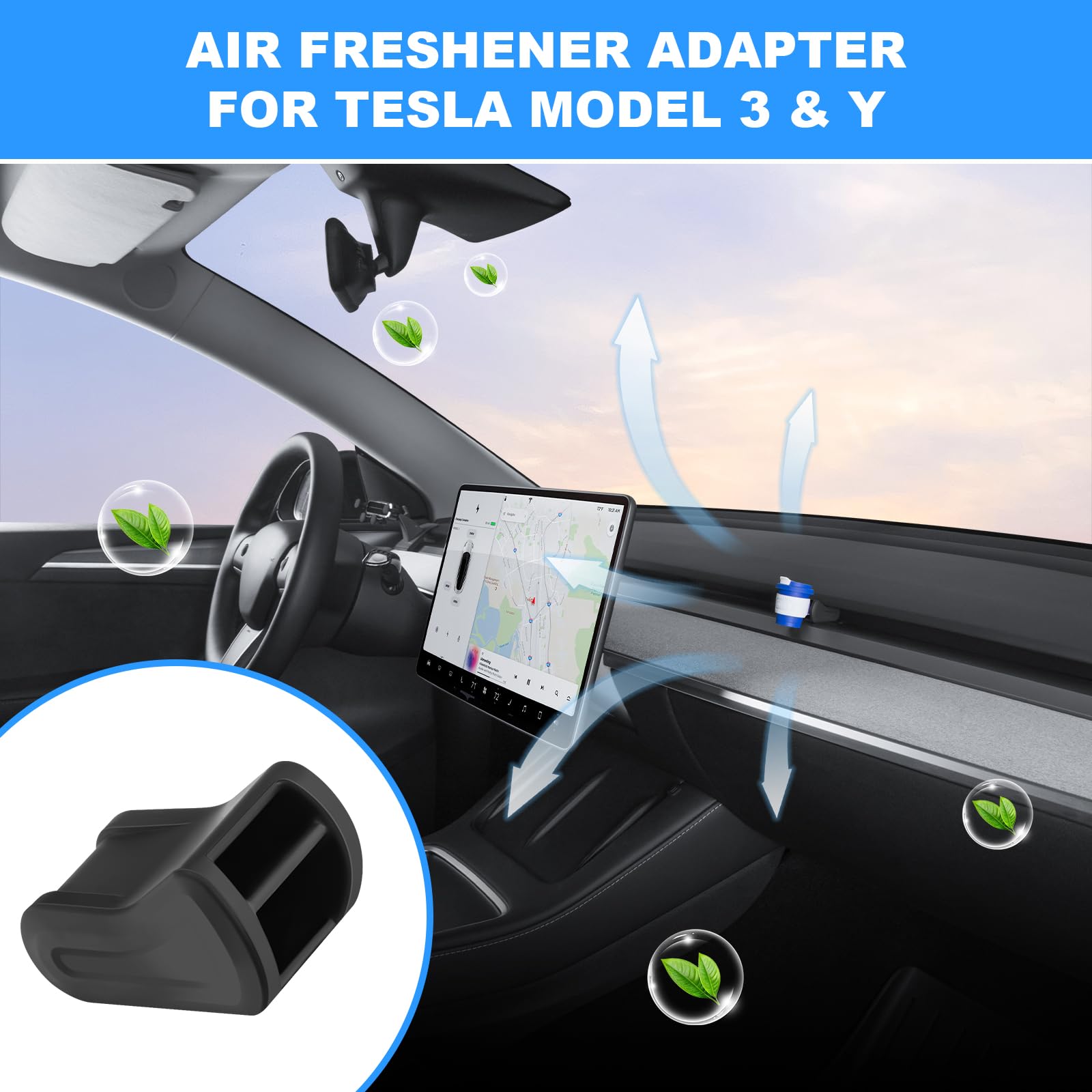 2PCS Air Freshener Adapter for Tesla Model 3 (2017-2023) & Model Y (2020-2025) - Vent Clip Car Accessories - Perfect for Home, Office & Travel Use