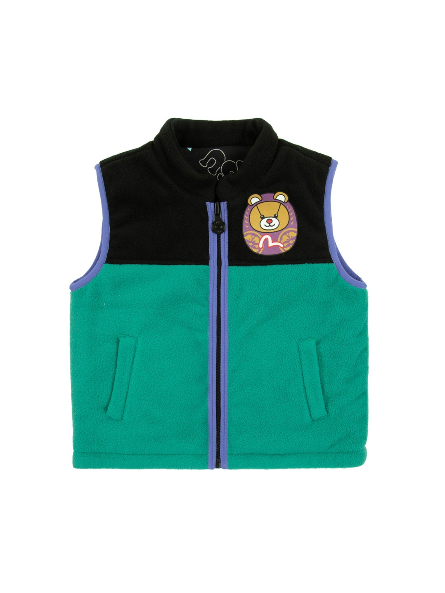 Daruma Bear Print Reversible Fleece Vest for Men & Women - Cozy Winter Layering Piece for Outdoor Activities & Casual Wear