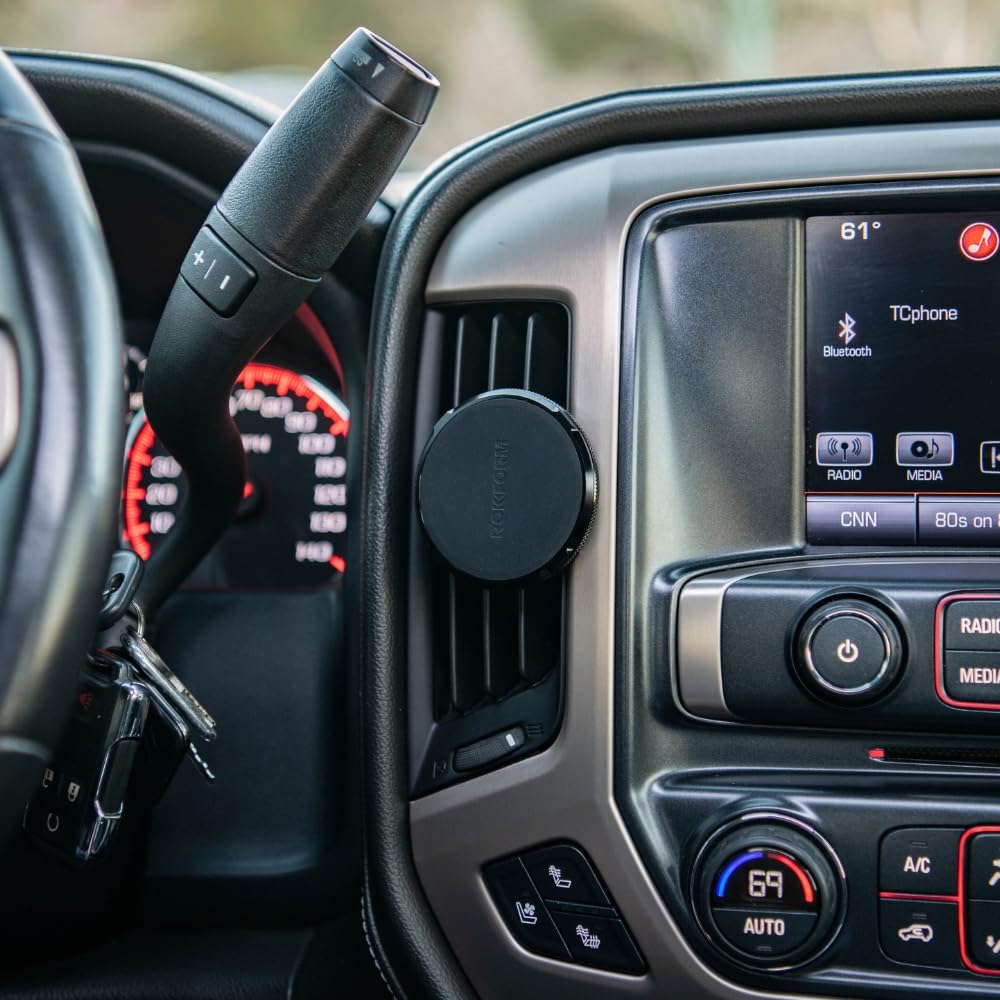 ROKFORM Double Magnetic Air Vent Car Phone Holder - Super Strong Grip Clip, Aluminum Alloy Design, Compatible with MagSafe iPhones & All Phone Cases (Black) | Perfect for Safe Driving & Hands-Free Navigation