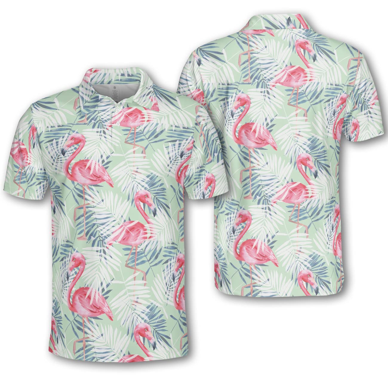 Men's Floral Print Lightweight Dry Fit Polo Shirt - Slim Fit Casual Golf Shirt with Flamingo Design, Breathable Short Sleeve Shirt for Men | Perfect for Golfing, Summer Outings & Casual Wear