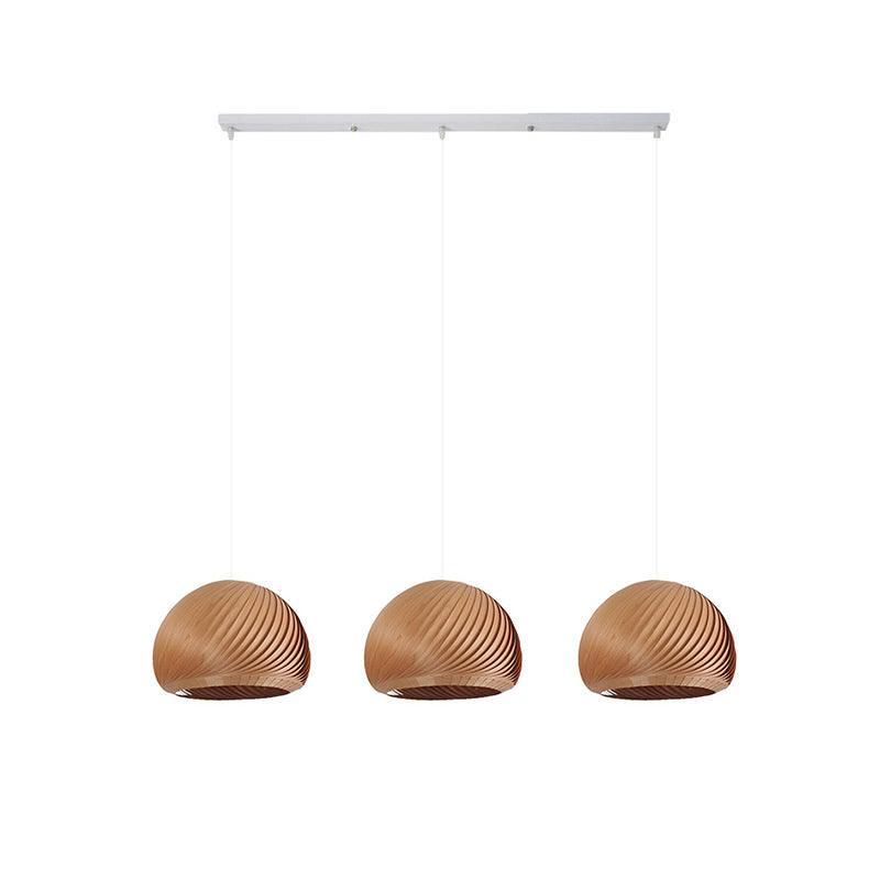Aurora Whorl Wood Pendant Lamp - Handcrafted Wooden Hanging Light Fixture for Dining Room, Bedroom, or Living Room Decor - Natural Boho Style Ceiling Light for Home and Office