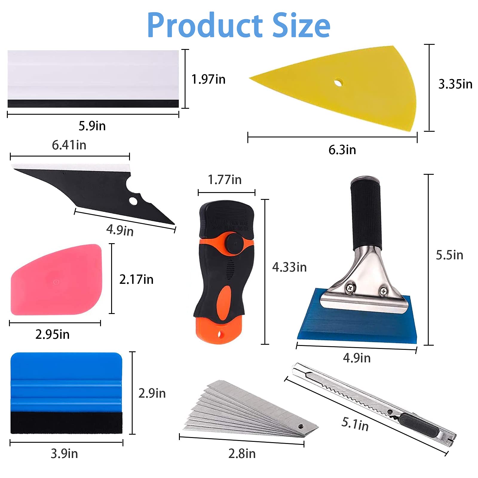 9-Piece Car Window Tint Application Tool Kit - Professional Vehicle Glass Protective Film Installation Set with Squeegee, Scraper & Utility Knife - Perfect for DIY Auto Tinting & Window Film Protection