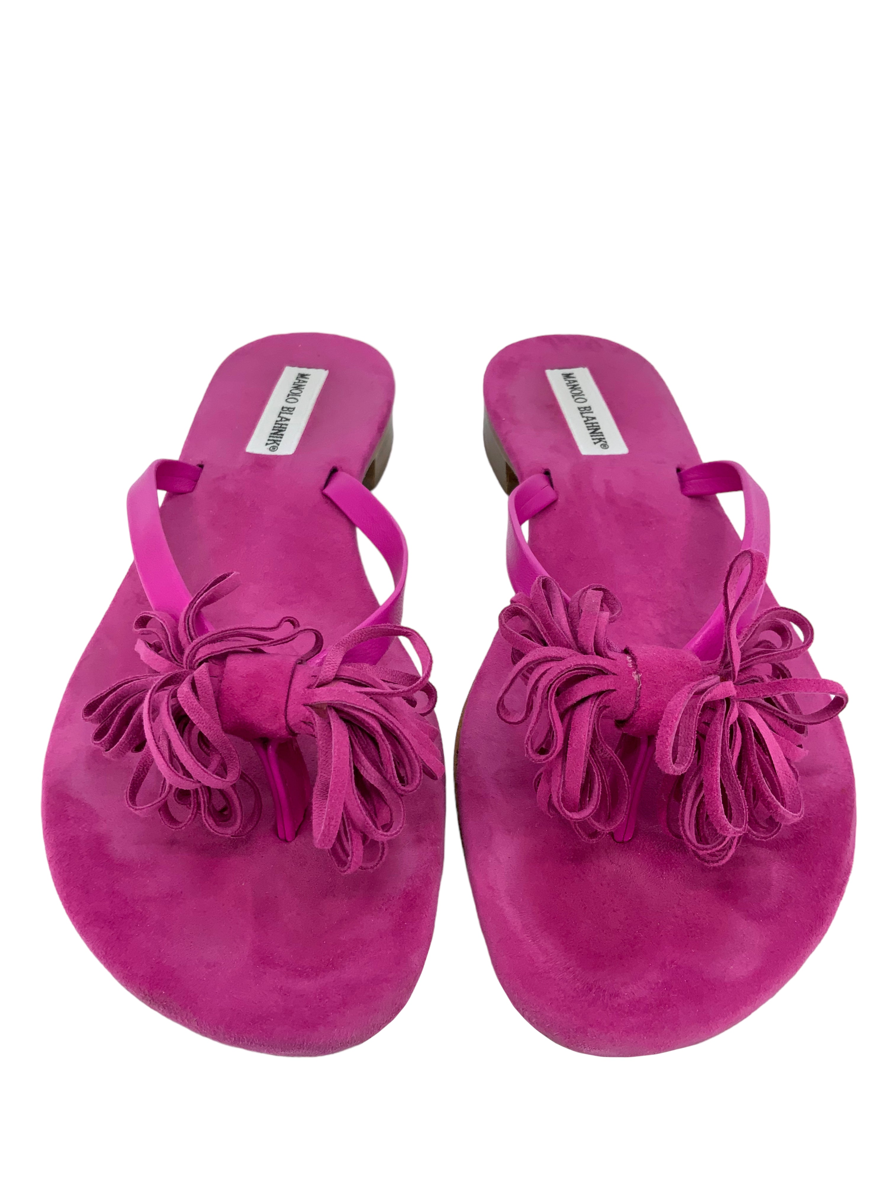 Manolo Blahnik Suede Tassel Thong Sandals for Women - Size 11 | Comfortable Summer Flip Flops for Beach, Pool & Casual Outings