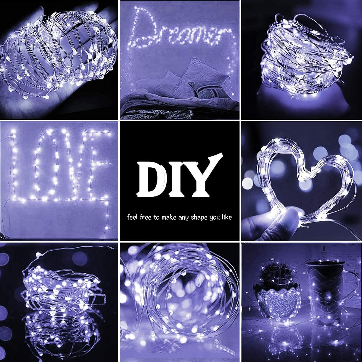 Sanniu 6 Pack Fairy Lights Battery Operated - 5m Cool White Starry String Lights for Christmas, Wedding & Home Decor