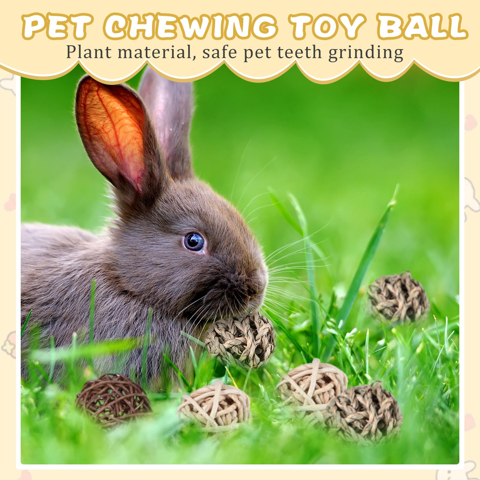 24-Pack Guinea Pig Chew Toys - Small Animal Play Balls with Hay for Rabbits, Hamsters & Pets - Cage Entertainment Accessories for Chewing & Mental Stimulation
