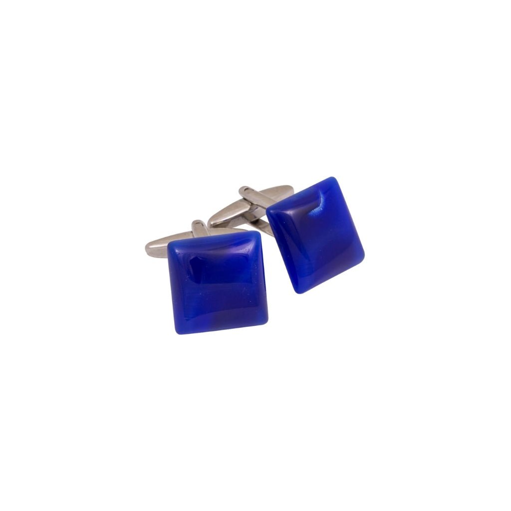 Elegant Cobalt Blue Square Cat's Eye Cufflinks for Men - Stylish Dress Accessories for Weddings, Business & Formal Events