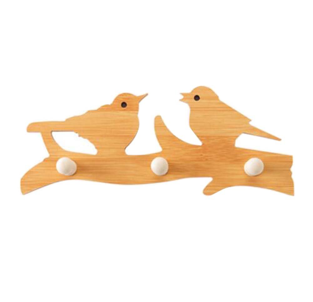 DRAGON SONIC Wooden Viscose Wall Hooks - No Nail Adhesive Door Hooks for Hanging Coats, Hats & Keys | Bird Shaped Decorative Hooks for Bedroom, Bathroom & Entryway Organization