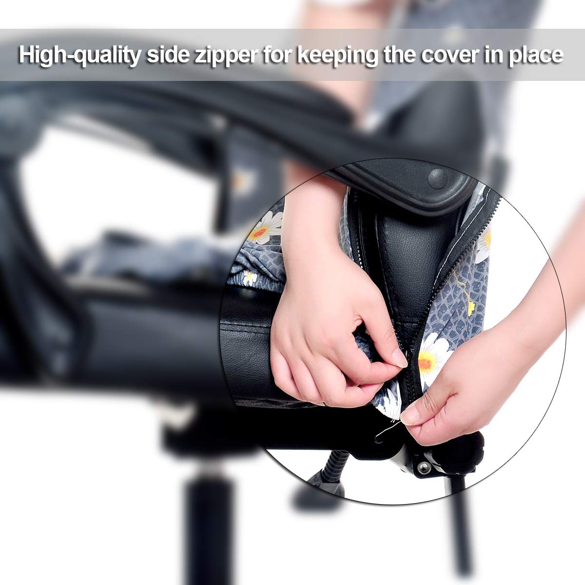 WOMACO Stretchable Office Chair Cover - Universal Computer & Boss Chair Slipcover - Modern Minimalist Design High Back Chair Protector (Magnolia, Medium) - Perfect for Home Office, Conference Rooms & Workspaces