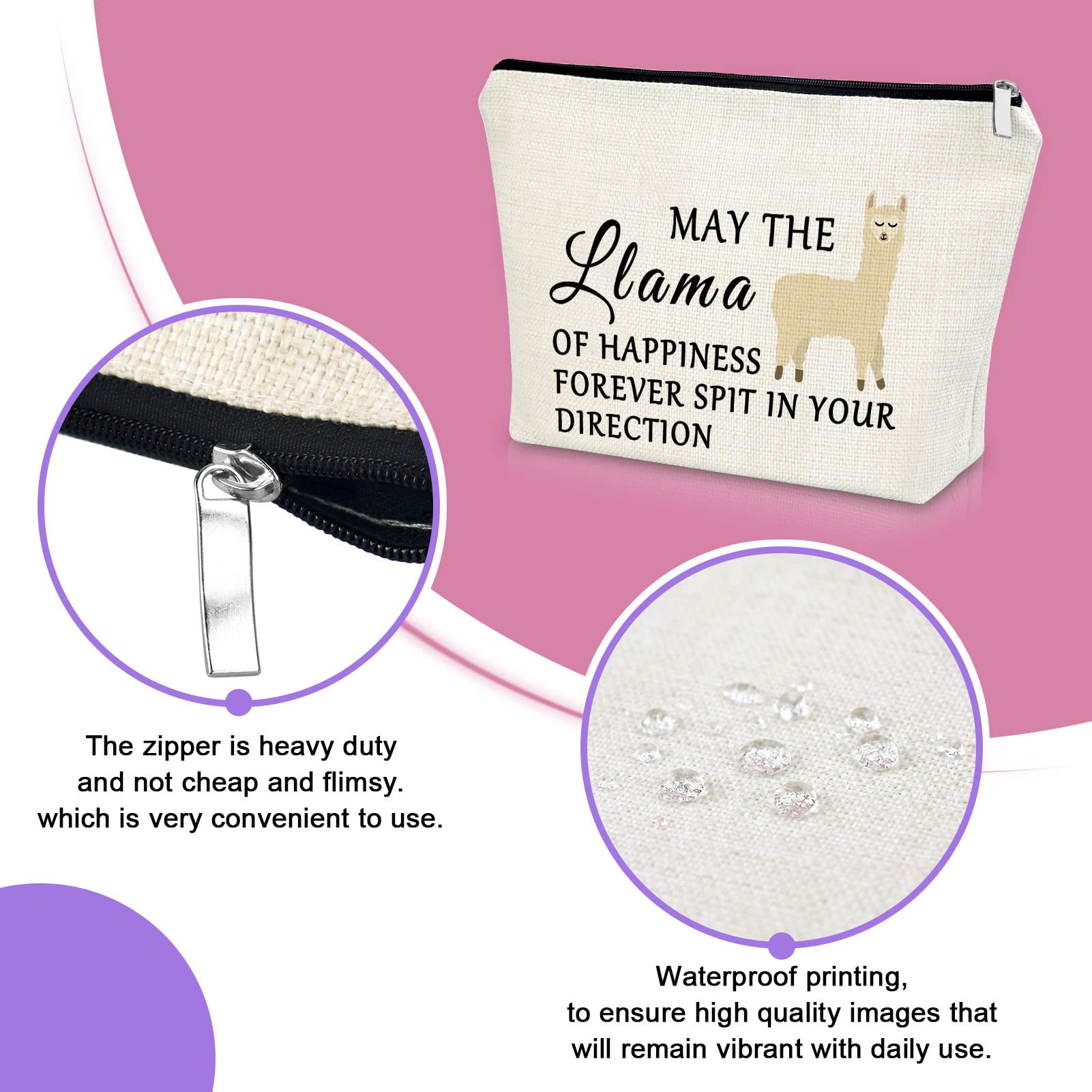 Funny Llama Makeup Bag for Women - Cute Cosmetic Travel Pouch, Perfect Birthday & Christmas Gift for Llama Lovers, Best Friends & Her | Great for Travel, Daily Use & Friendship Gifts