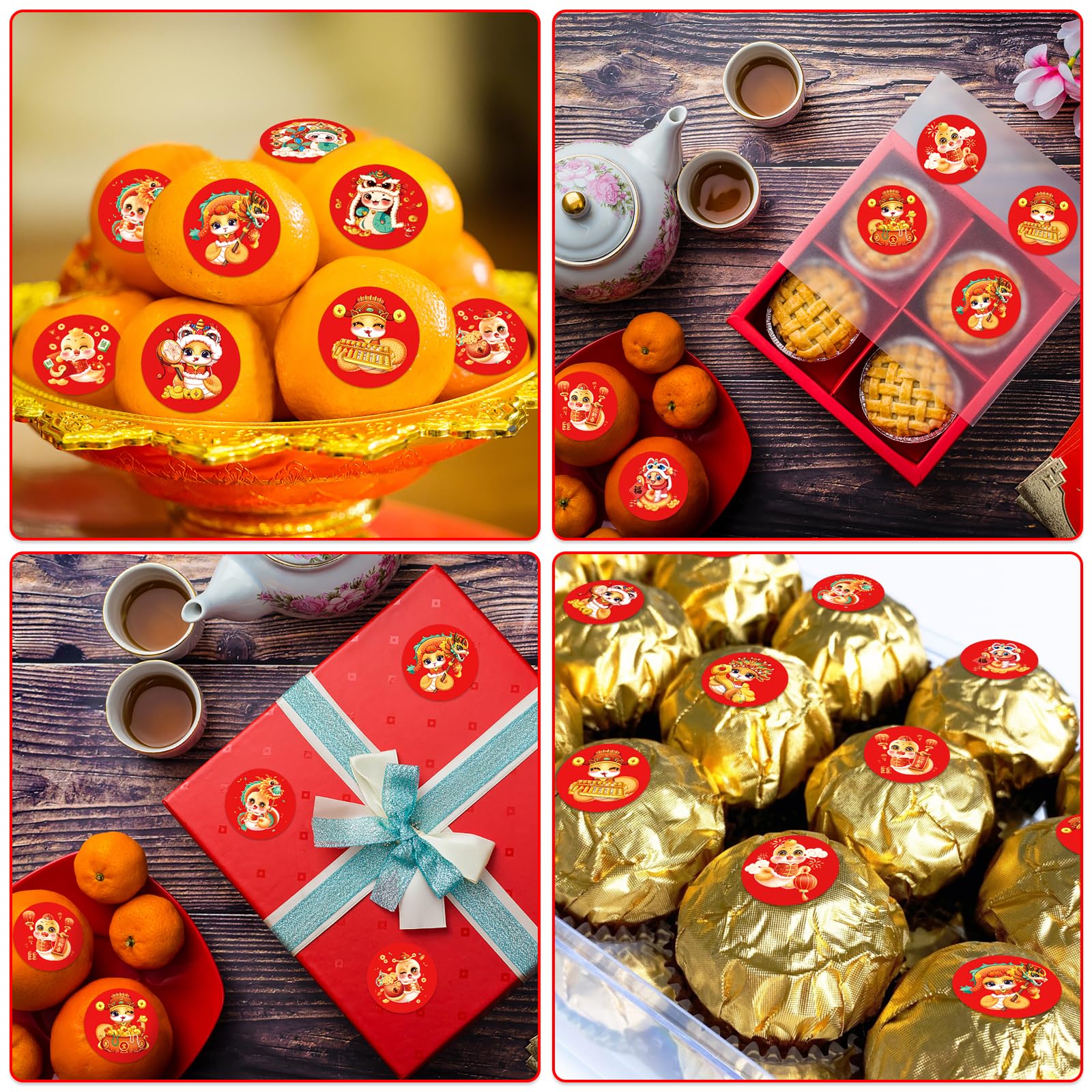 160PCS Chinese New Year Stickers 2025 - Year of The Snake Decorations, Lunar New Year Party Supplies, Spring Festival Candy Stickers for Kids, DIY Crafts, Scrapbooking & Gift Wrapping