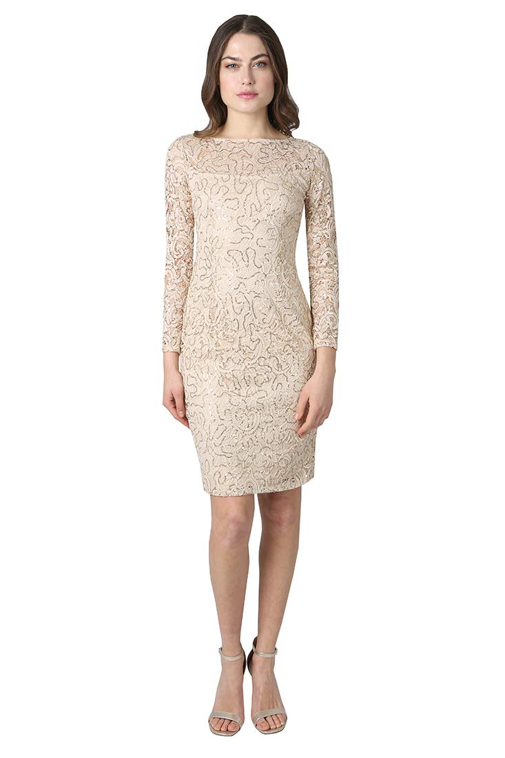 Marina Women's Long Sleeve Stretch Illusion Lace Top - Elegant Floral Lace Blouse for Date Night & Special Occasions