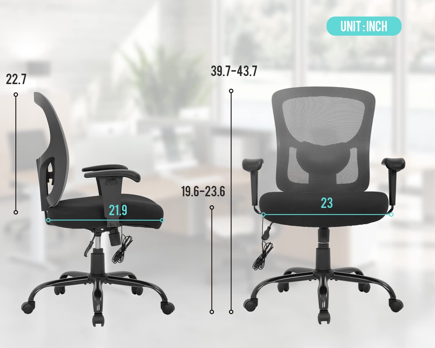 Big and Tall Office Chair 400lbs - Ergonomic Mesh Computer Desk Chair with Lumbar Support, Wide Seat & Adjustable Arms - High Back Executive Swivel Rolling Task Chair for Home Office (Grey) - Perfect for Long Work Hours & Heavy-Duty Use