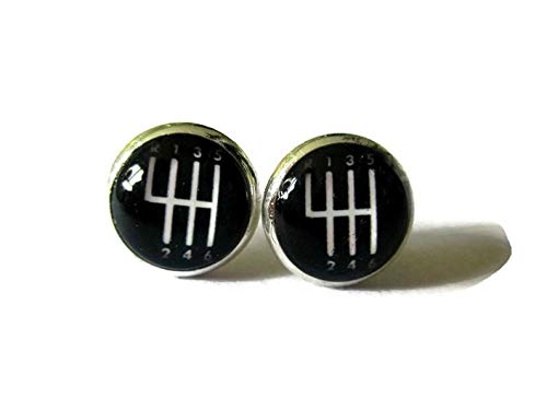Death Devil CAR Earrings - Gear Shift Stud Earrings for Women - Mechanics Jewelry - Unique Auto Accessories - Speed Gear Earrings - Perfect Driver Gift & Love Present - Great for Car Enthusiasts, Racing Fans & Biker Girls