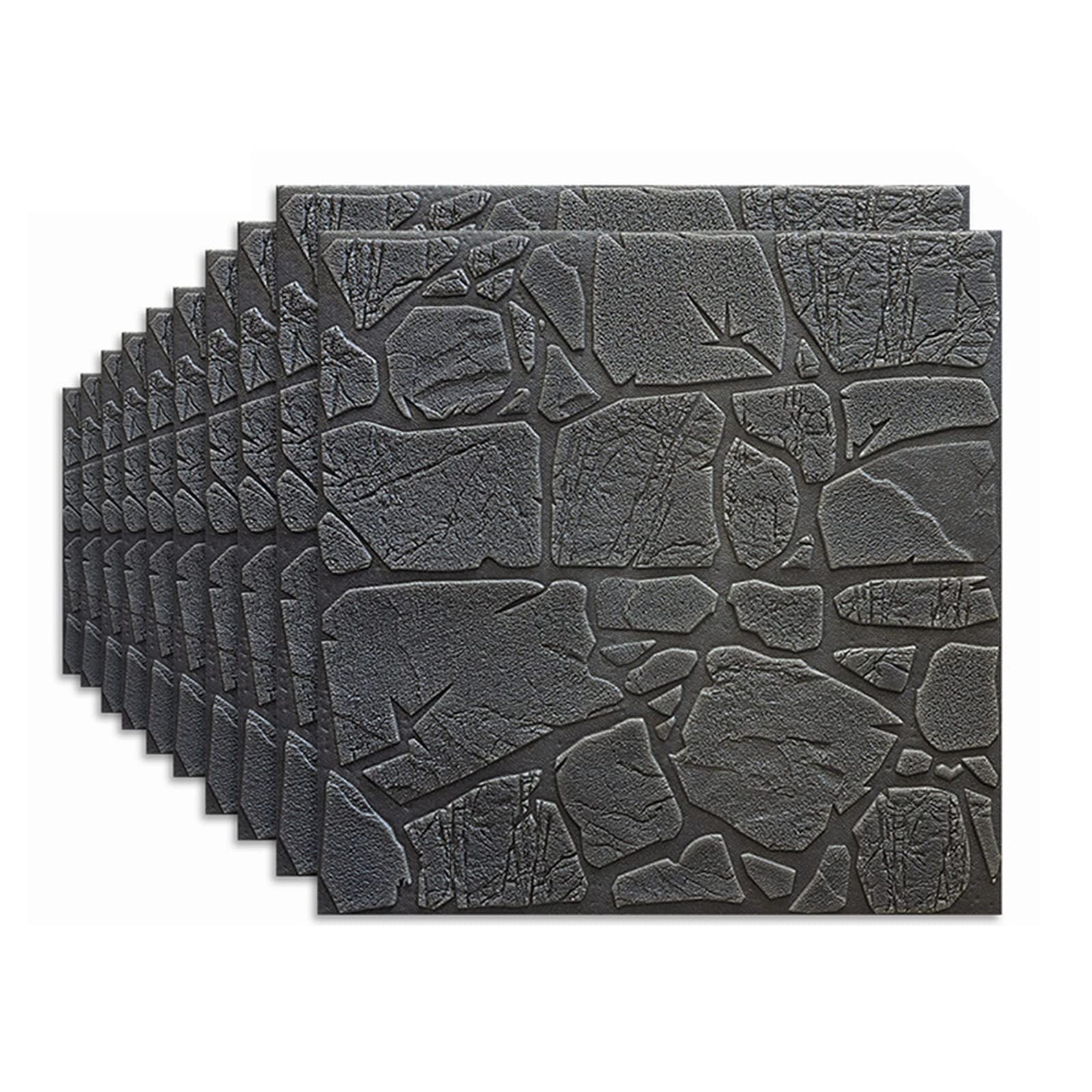 3D Foam Brick Wallpaper - Self Adhesive 8MM Thick Peel and Stick Wall Panels, Embossed Brick & Stone Texture Wall Stickers for Living Room, Bedroom, Home Office Décor (10 Pack) - Easy DIY Home Improvement & Interior Design Upgrade