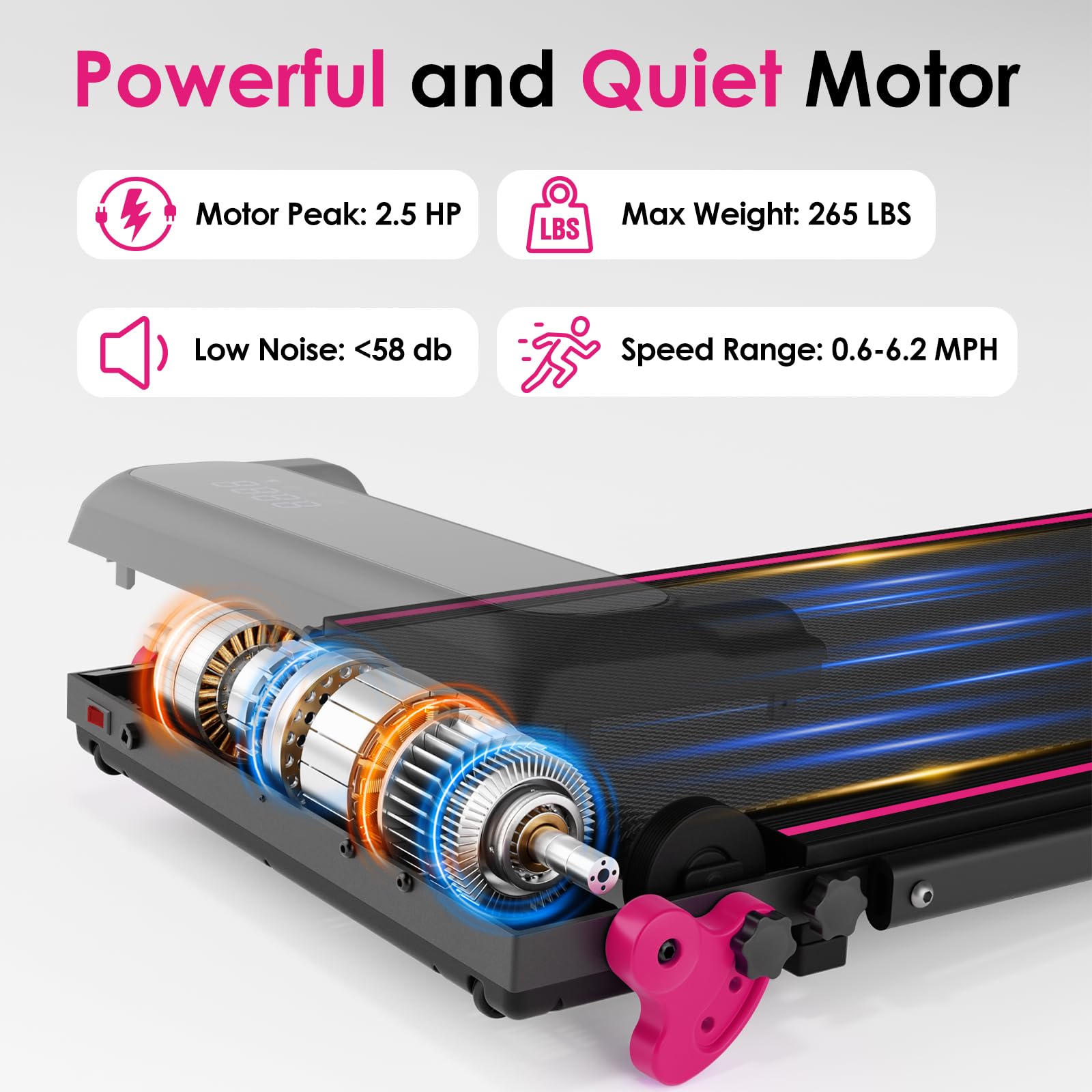3-in-1 Portable Walking Pad Treadmill with Incline & LED Lights - Under Desk Treadmill for Home Office with Smart APP Control & LED Display - Perfect for Small Spaces, Work from Home & Apartment Workouts