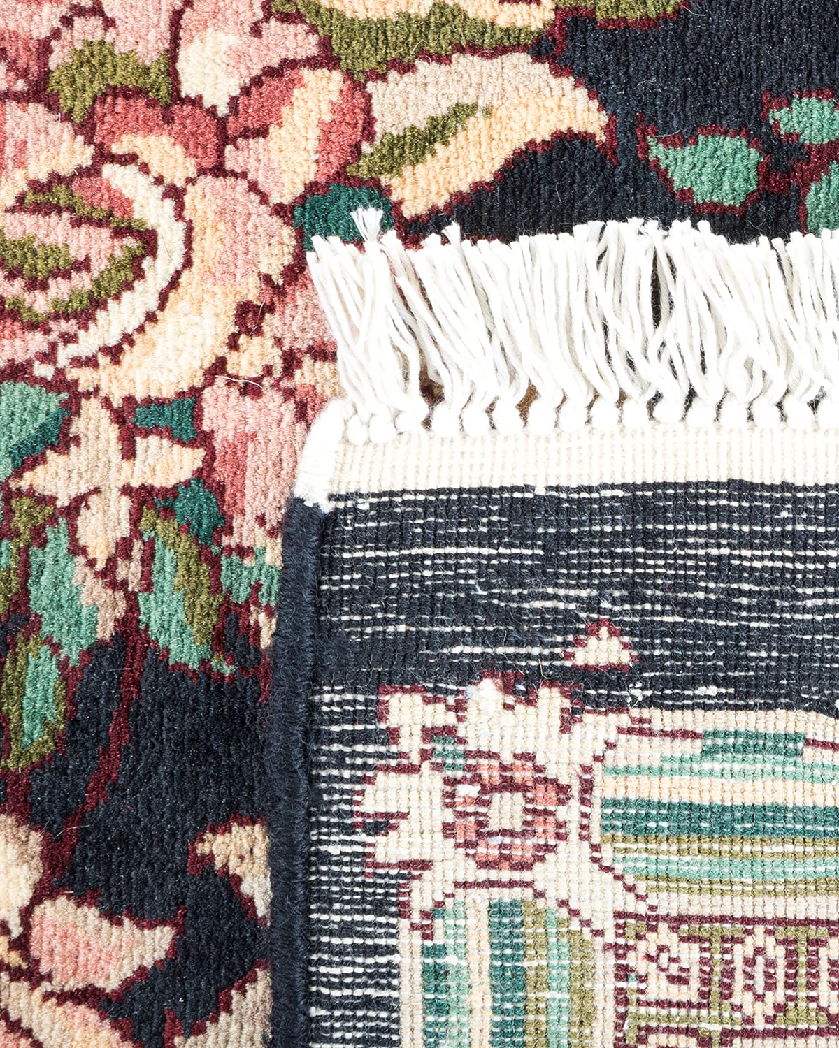 Handmade Wool Traditional Floral Mogul Black 6x9 Area Rug - One of a Kind Hand Knotted Solo Rugs for Living Room, Bedroom & Home Decor