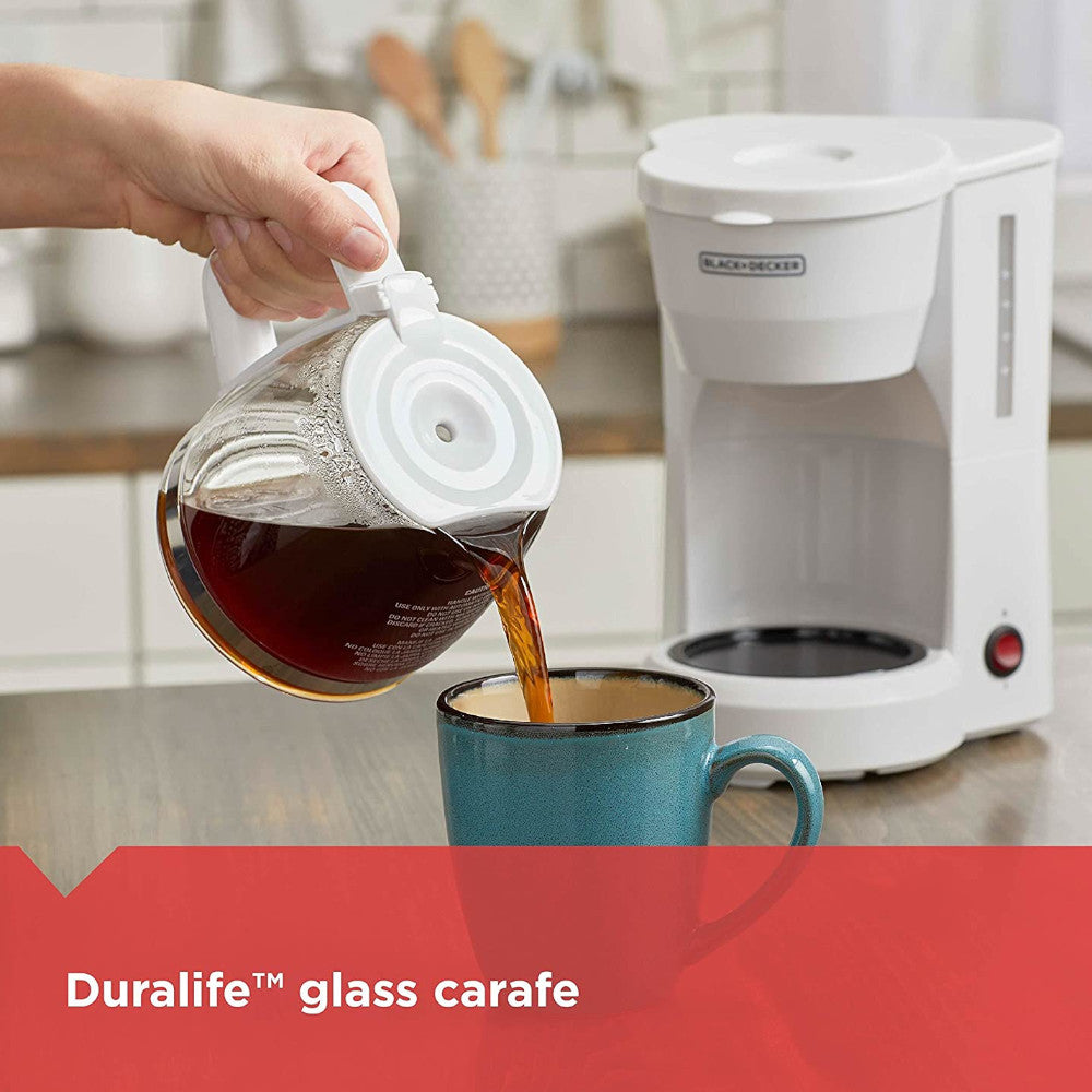 BLACK+DECKER 5 Cup Programmable Coffee Maker with Auto Shut-Off - DCM600W Certified Refurbished with Full Warranty - Perfect for Home, Office & Small Kitchens