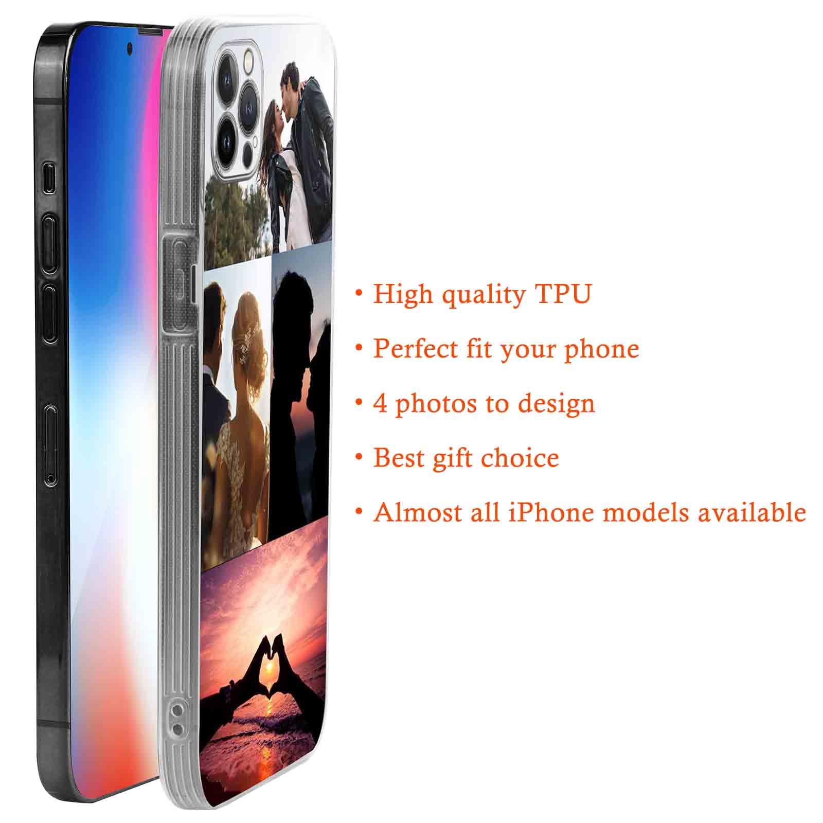 Custom Personalized Photo Phone Case for iPhone 15 14 13 12 11 XR XS X 8 7 6 - Soft Clear TPU Full Protection Cover - Great Gift for Women Men Friends Mother's Day - Perfect for Daily Use Travel & Special Occasions
