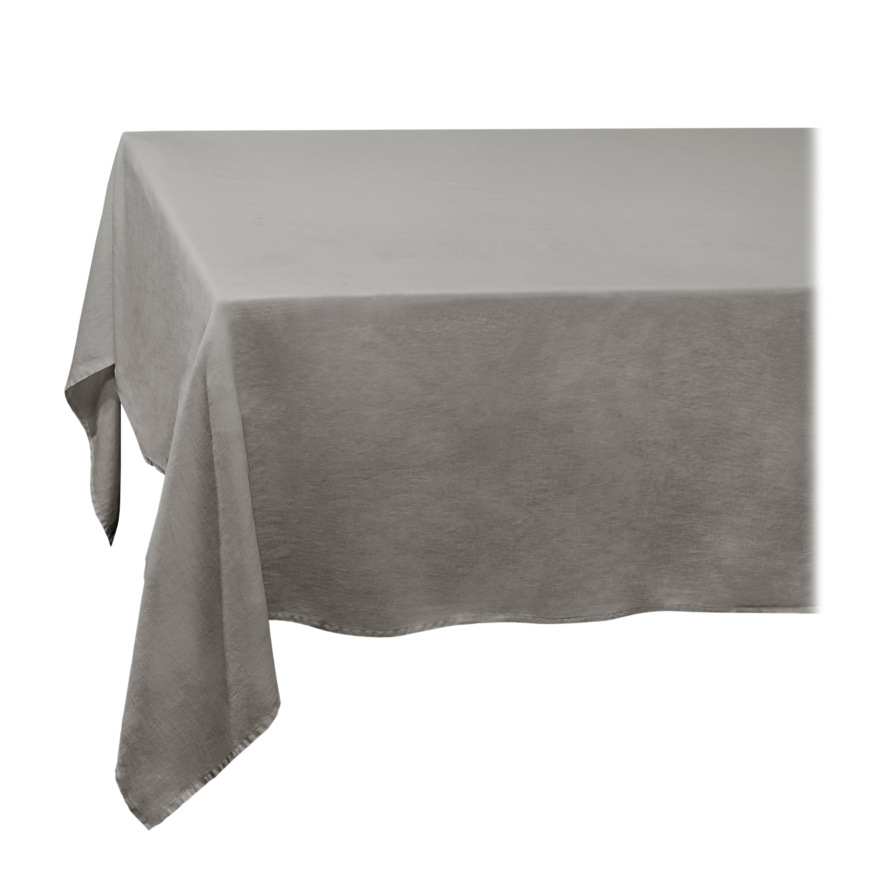 Premium Linen Sateen Tablecloth - Soft & Elegant Grey Dining Table Cover for Formal Dinner Parties & Home Decor