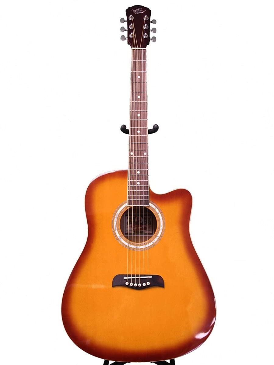 Oscar Schmidt OD45CTSPAK-W 6-String Acoustic Guitar Right-Handed Tobacco Sunburst Finish - Perfect for Beginners, Campfires & Live Performances