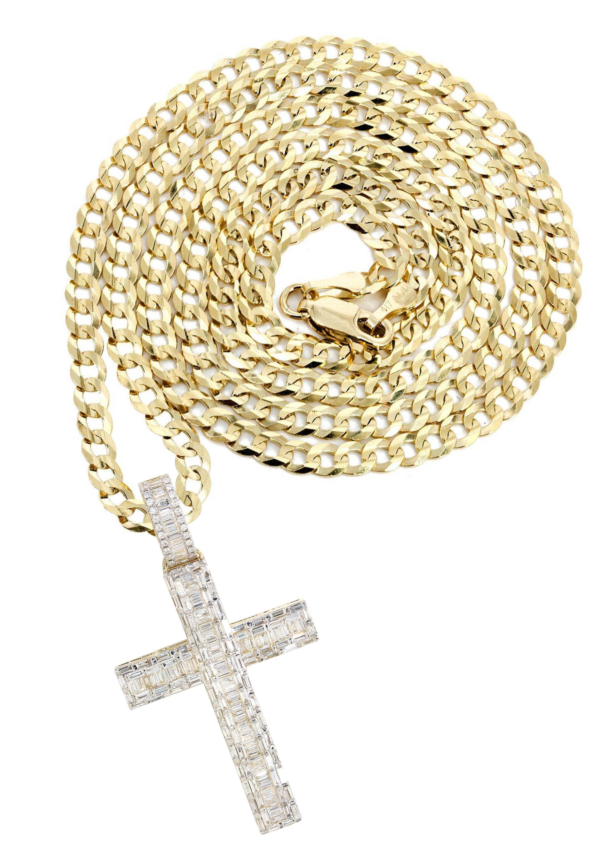 14K Yellow Gold Diamond Cross Pendant Necklace - 4.19 Carat Genuine Diamond Jewelry for Women - Perfect for Gifts, Weddings & Religious Occasions