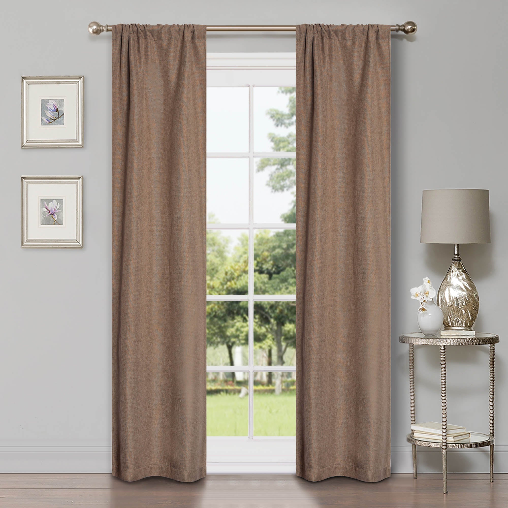Linen Pattern Blackout Curtains Set of 2 Panels - 100% Room Darkening, Washable Fabric for Bedroom & Living Room - Noise Reducing & Energy Saving Window Treatment (26