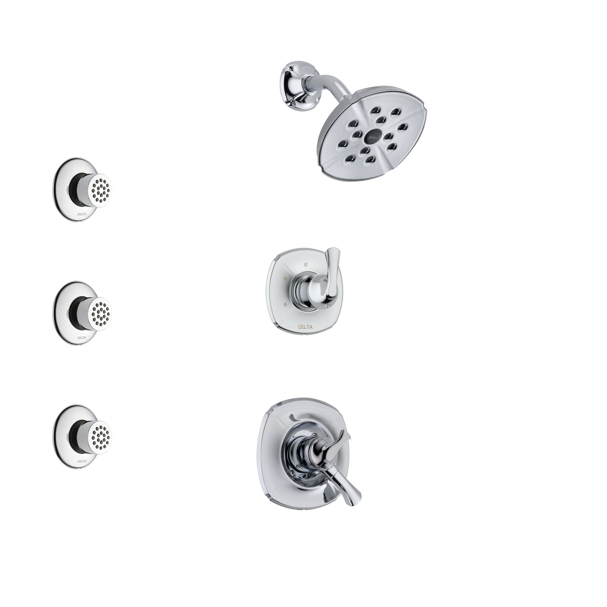 Delta Addison Chrome Finish Shower System - Dual Control Handle, 3-Setting Diverter, Showerhead & 3 Body Sprays (Model SS172921) | Perfect for Modern Bathroom Renovations & Spa-Like Shower Experience