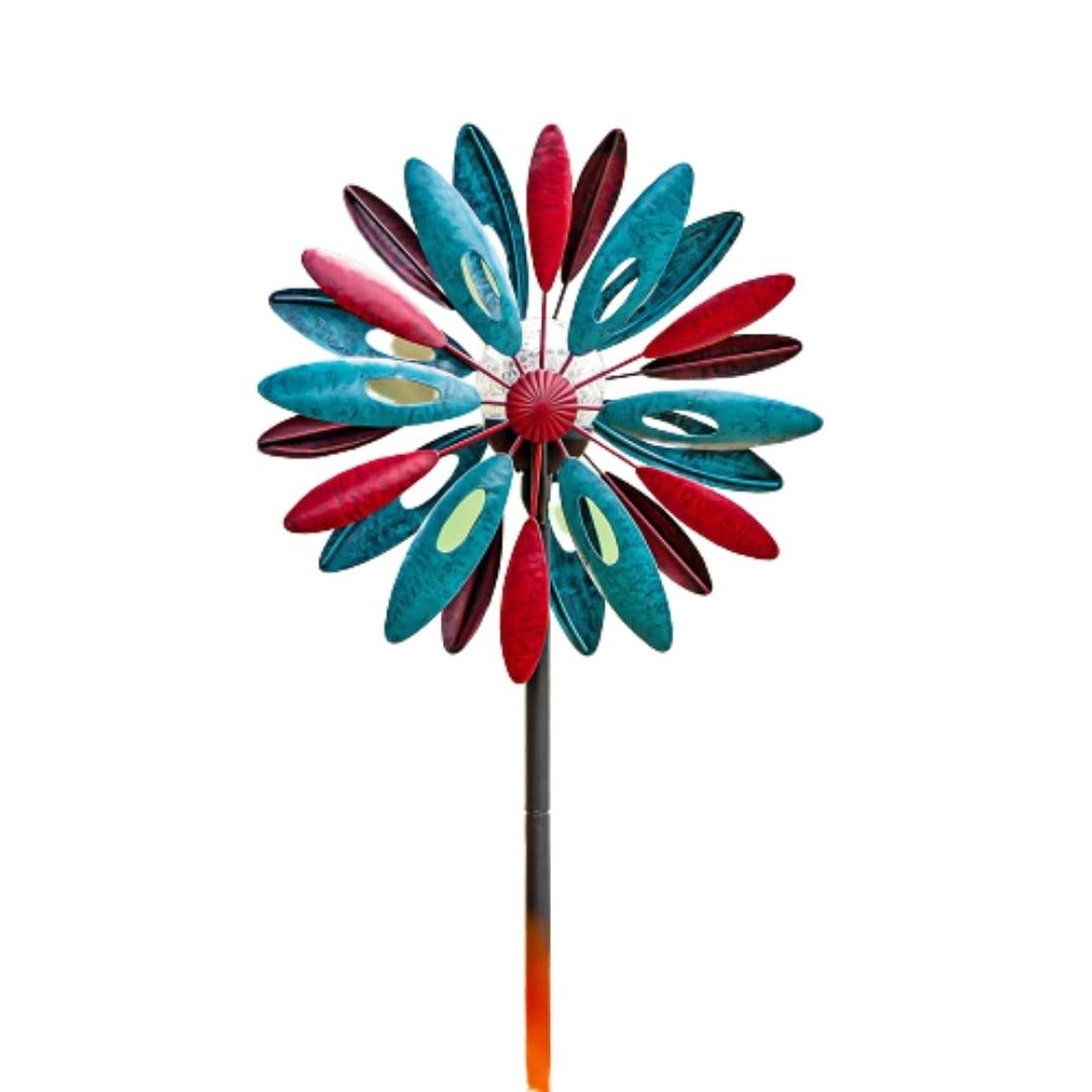 SteadyDoggie 75-inch Solar Powered LED Wind Spinner - Multi-Color Glass Ball with Kinetic Dual Direction Spinner for Patio, Lawn & Garden Decor | Weather-Resistant Outdoor Lighting for Parties, Holidays & Backyard Ambiance | Easy Assembly