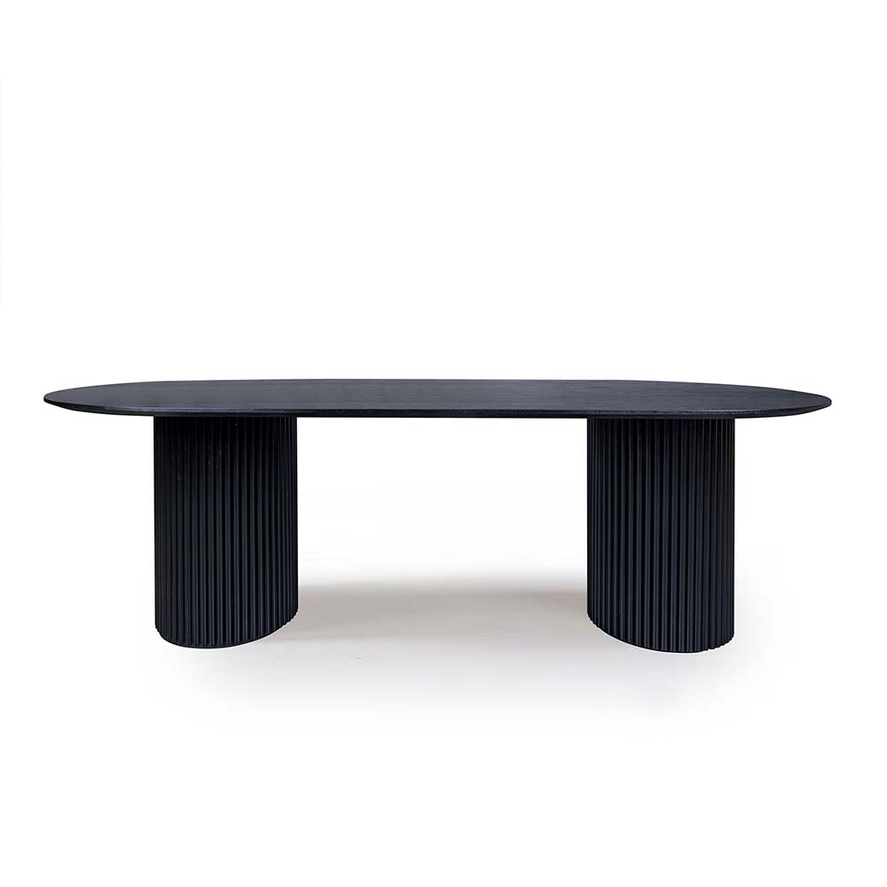 220cm KELYN Modern Black Dining Table - Large Extendable Kitchen Table for 8-10 People, Perfect for Family Gatherings & Dinner Parties