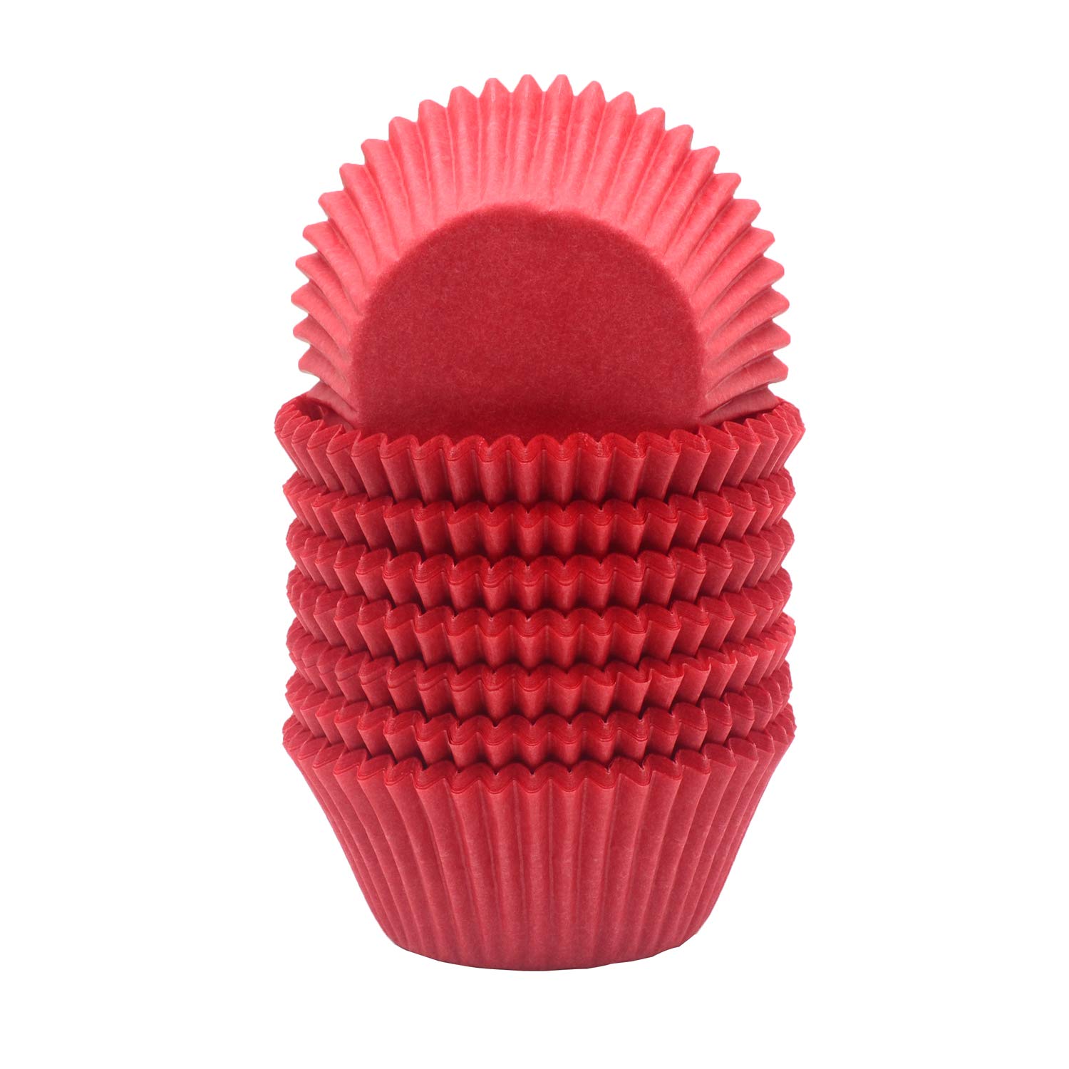 Premium Red Greaseproof Cupcake Liners - Standard Size Muffin Baking Paper Cups (200 Count) for Home Baking, Party Decorations & Professional Bakeries