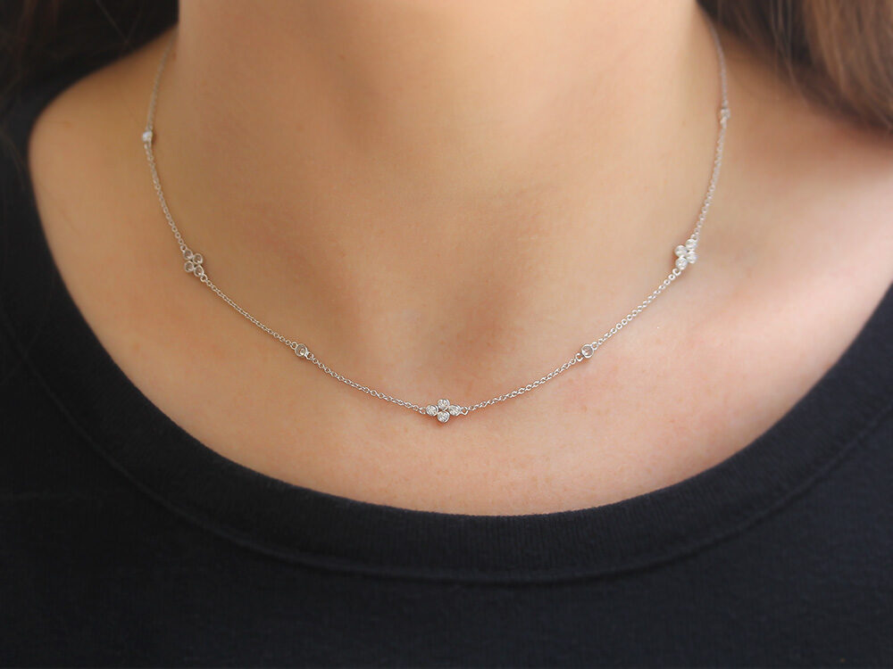 Exquisite 14K White Gold Diamond Tennis Necklace for Women - Perfect for Weddings, Parties & Special Occasions