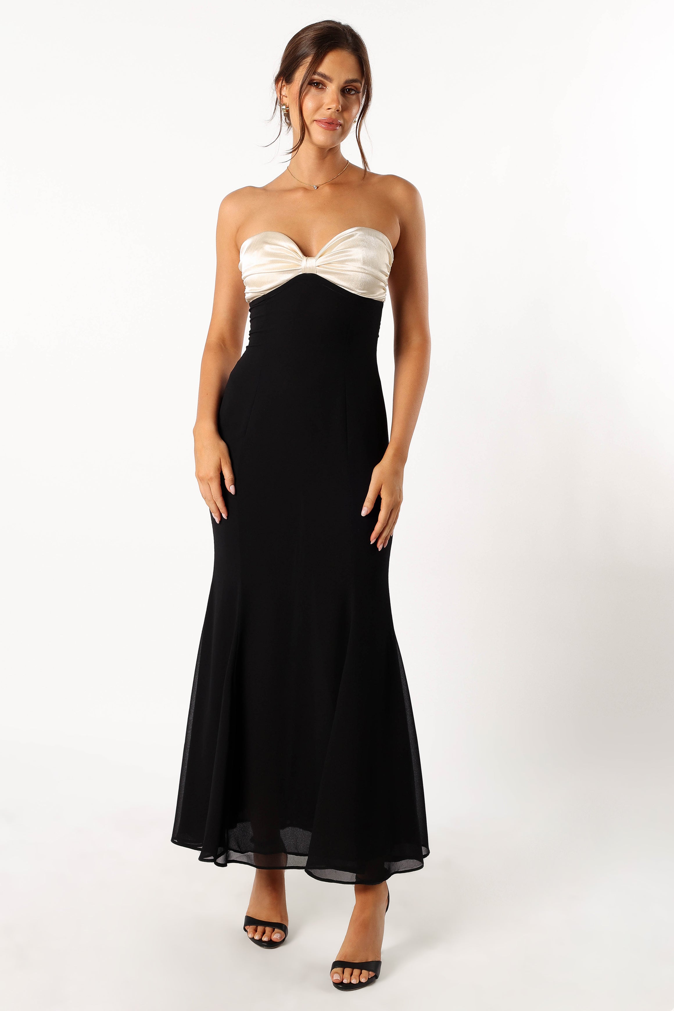Elegant Strapless Maxi Dress for Women - Black Floor-Length Formal Gown for Weddings, Parties & Evening Events