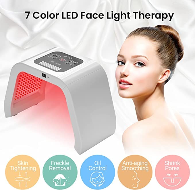 Kostech 7-Color LED Face Mask for Skin Rejuvenation - PDT Photon Therapy Light for Face & Body, Touch Screen Control - Anti-Aging, Whitening & Acne Treatment | Home Spa & Professional Beauty Equipment