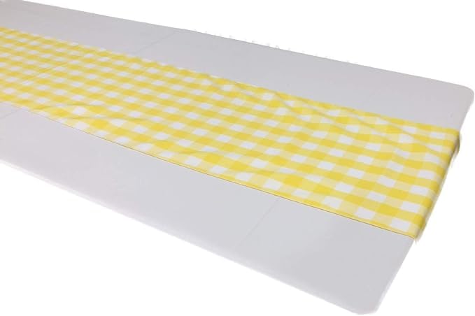 Premium Buffalo Plaid Checkered Table Runner - 14x108 Inch Polyester Kitchen Dining Tablecloth - Yellow Gingham Check Decorative Runner for Farmhouse, Christmas, Weddings & Holiday Decor