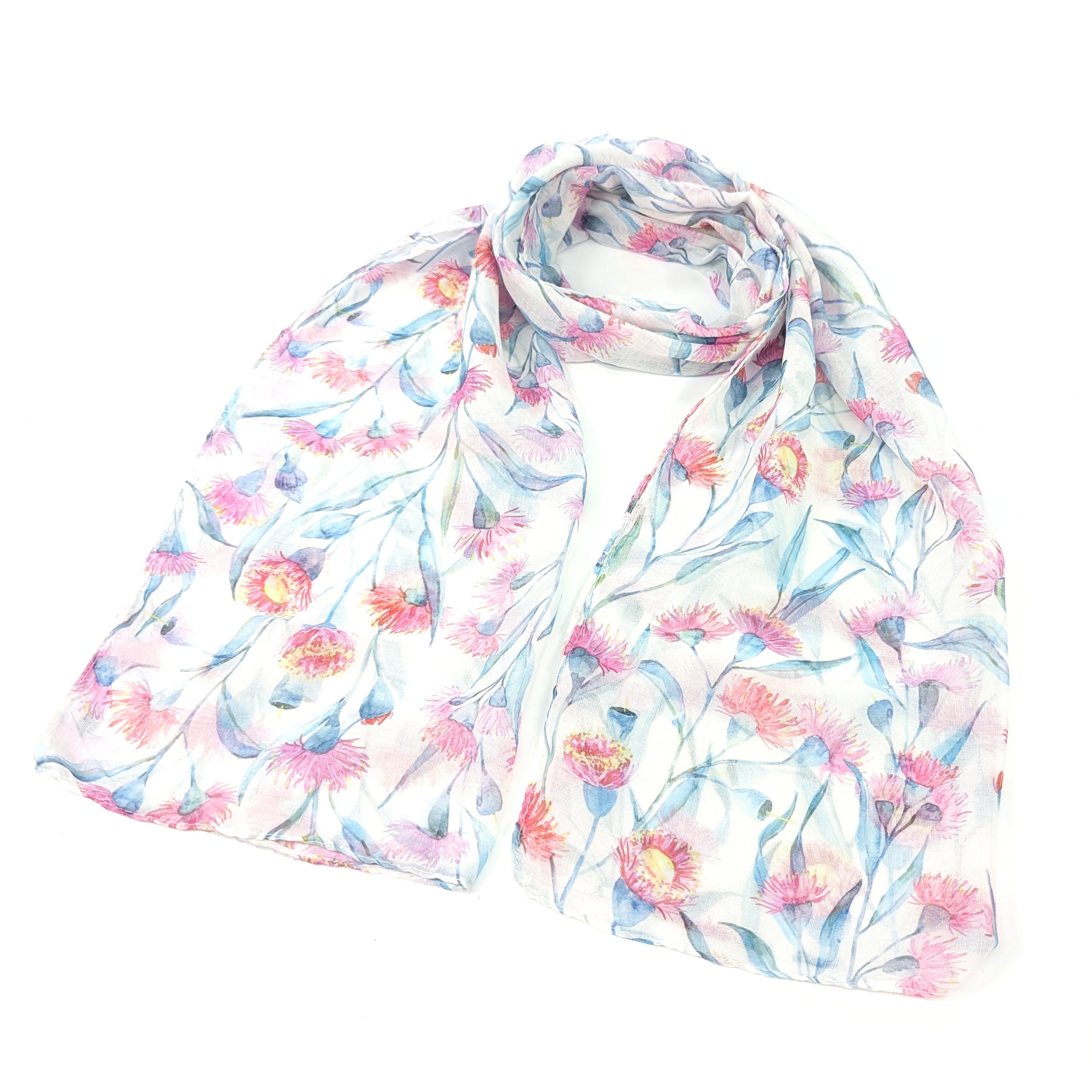 Pastel Carnation Scarf - Soft Floral Print Fashion Scarf for Women (50x180cm) - Perfect for Spring Outfits, Office Wear & Gift Giving