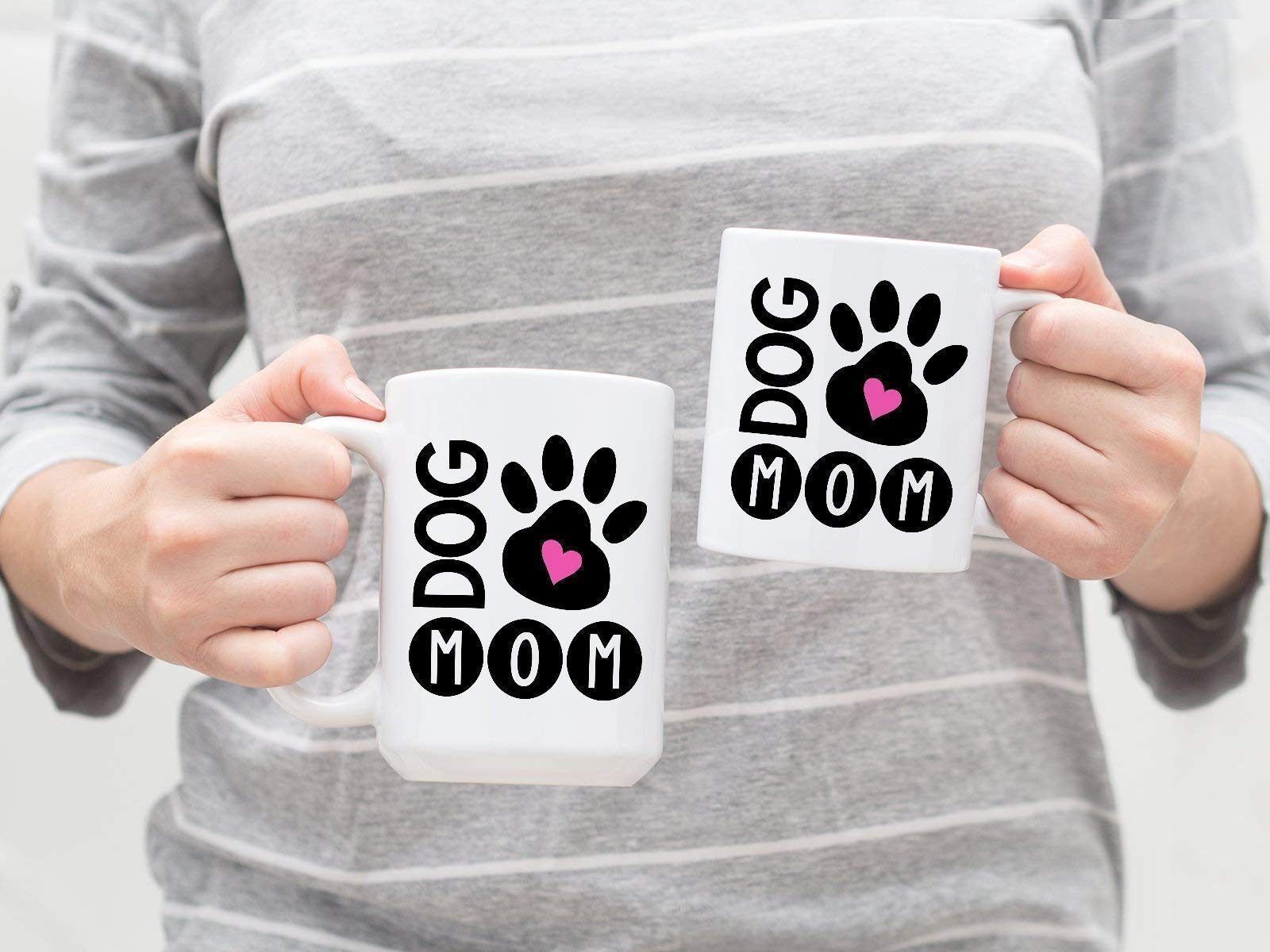Dog Mom Ceramic Coffee Mug with Paw Print Design - Perfect Gift for Dog Lovers | Ideal for Home, Office & Gifts